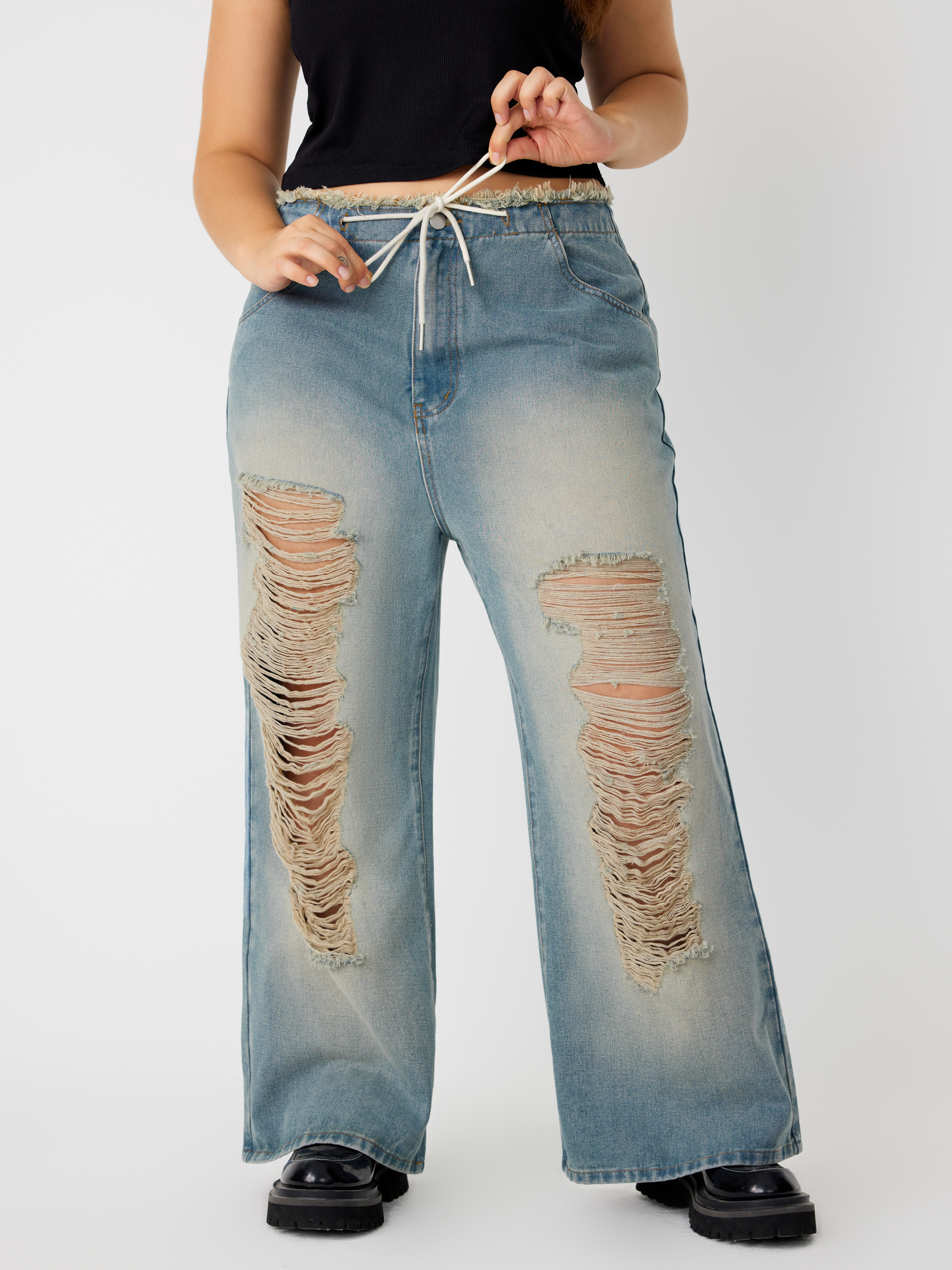 Curve sales ripped jeans