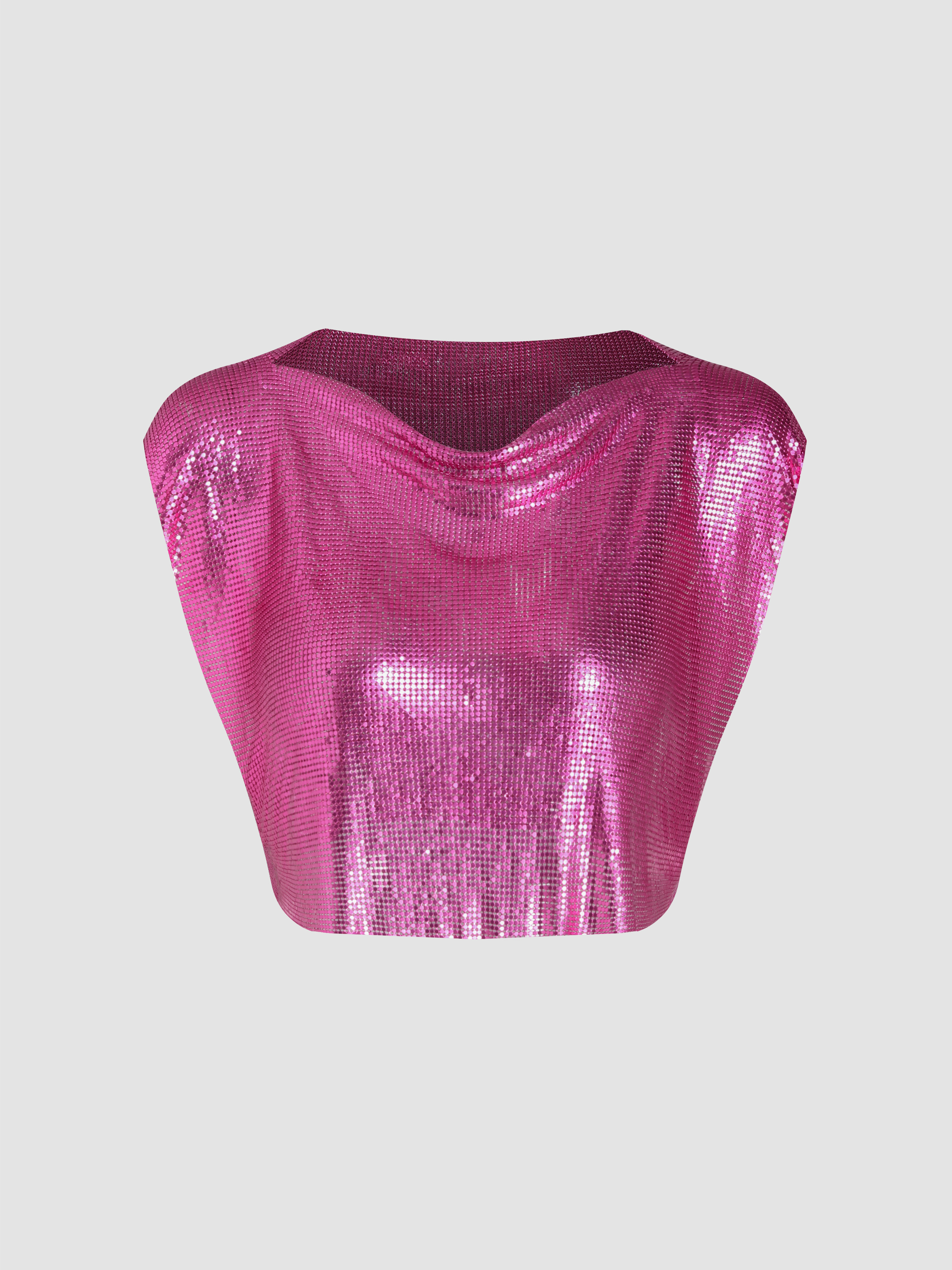 pink sequin crop top