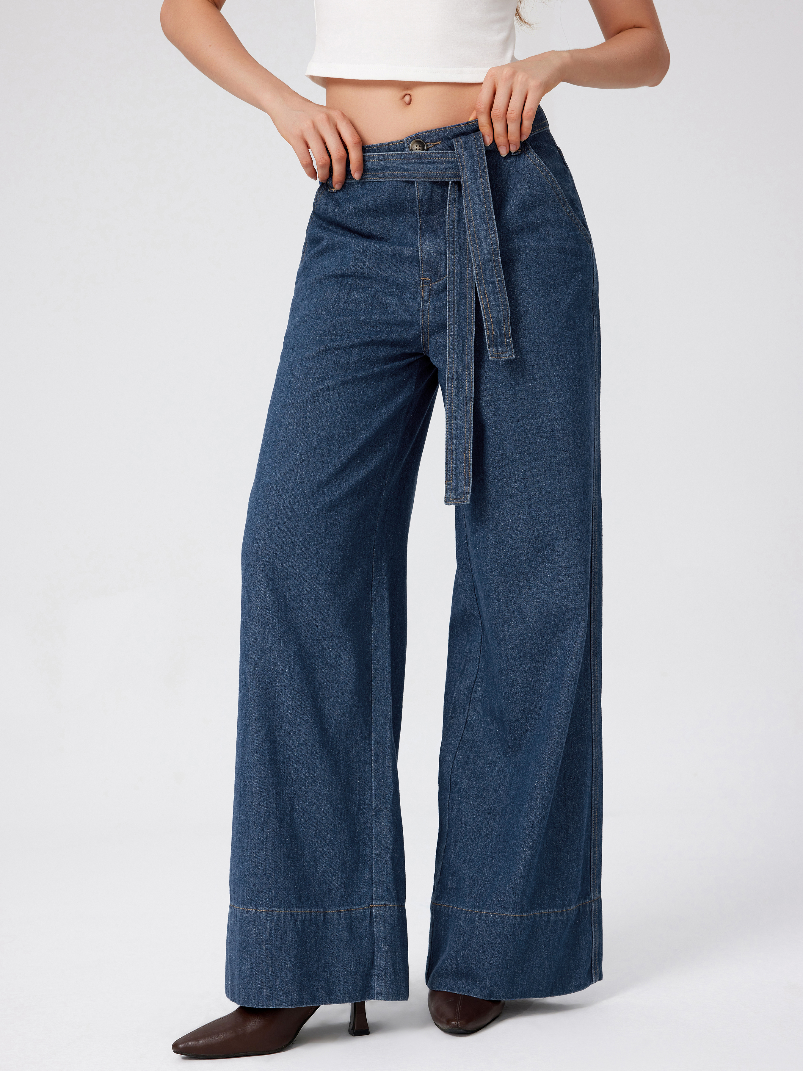 Tie high hot sale waisted jeans