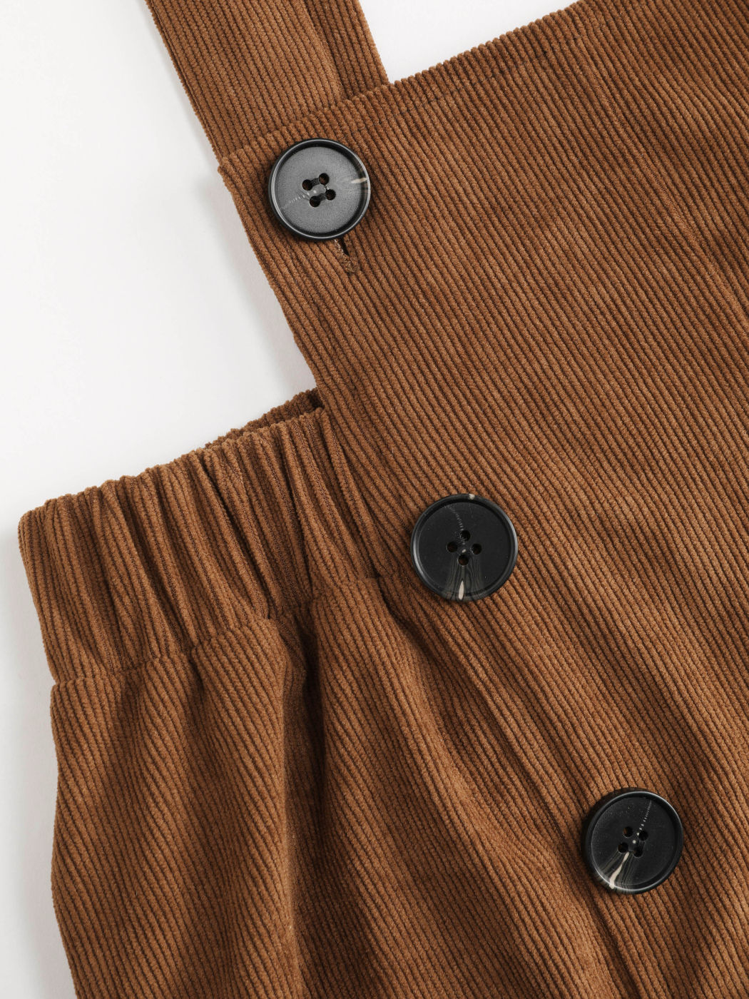 Corduroy Solid Pleated Romper For School Daily Casual Picnic Outdoor