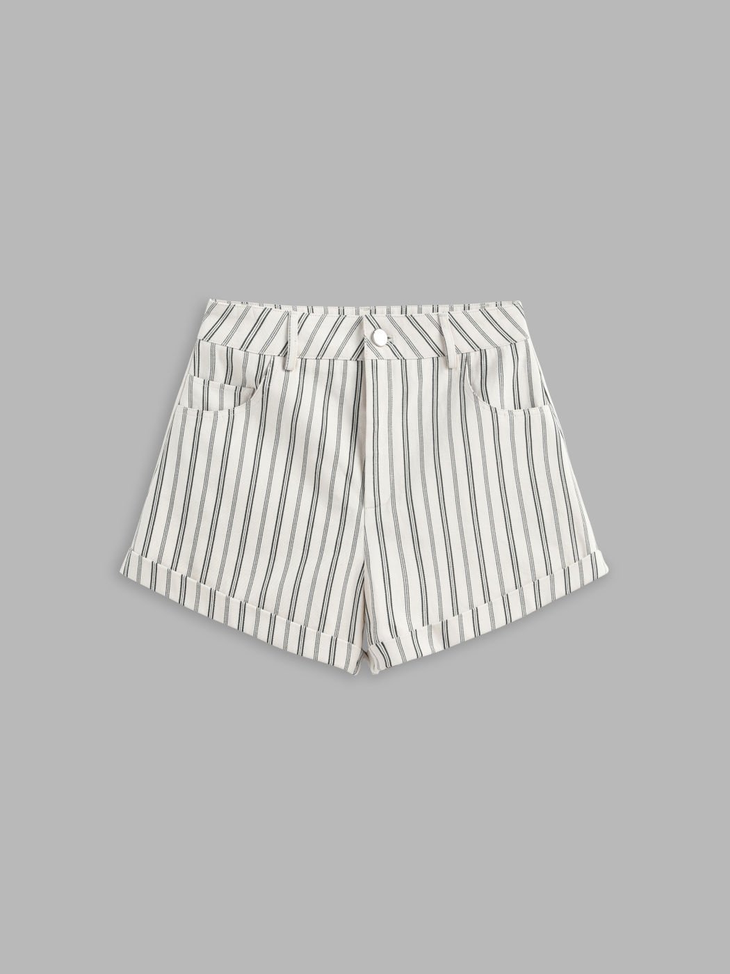 Woven Mid Waist Striped Pocket Shorts
