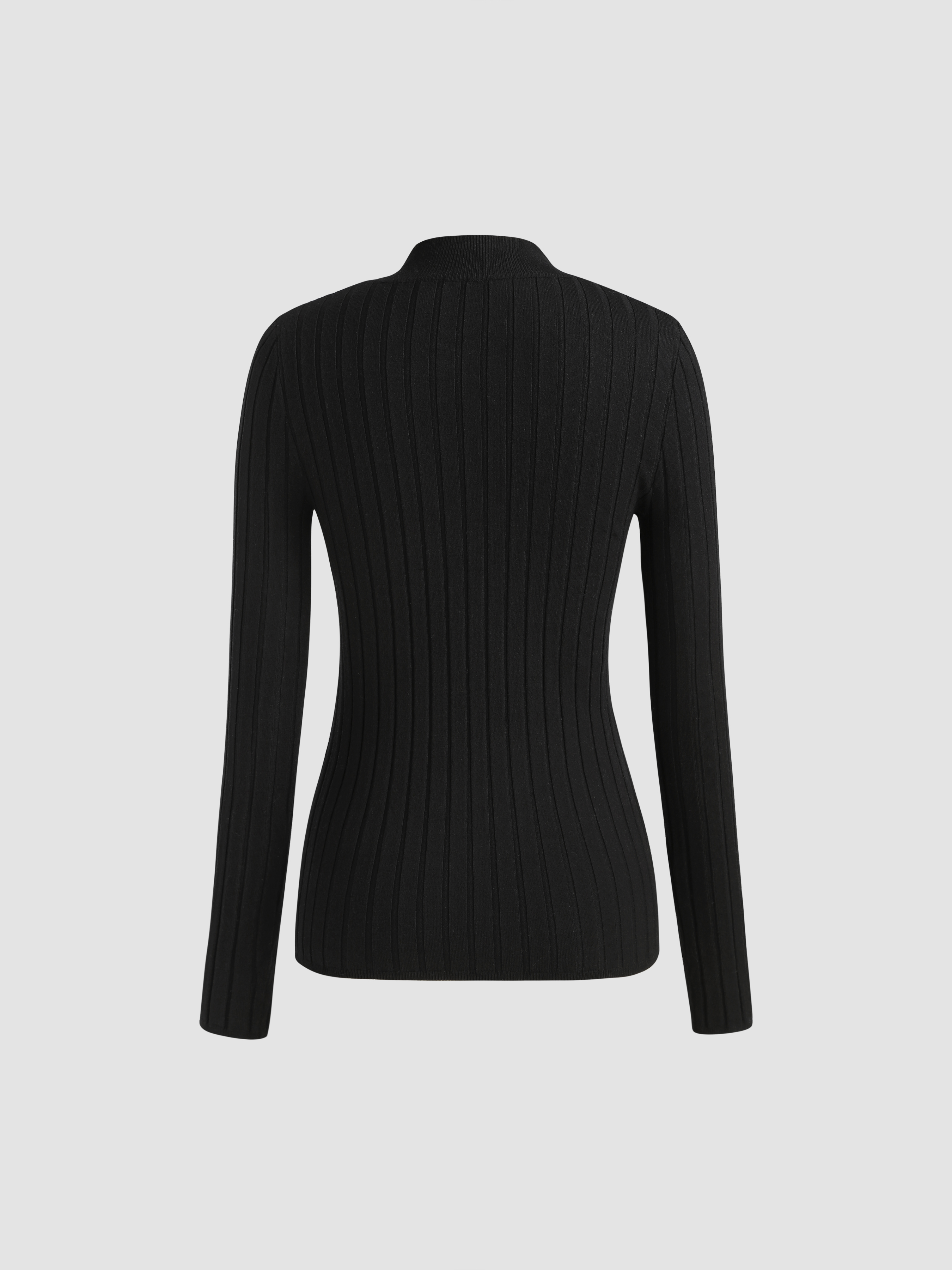 High Neck Rib Knit Sweater For Daily Casual Work