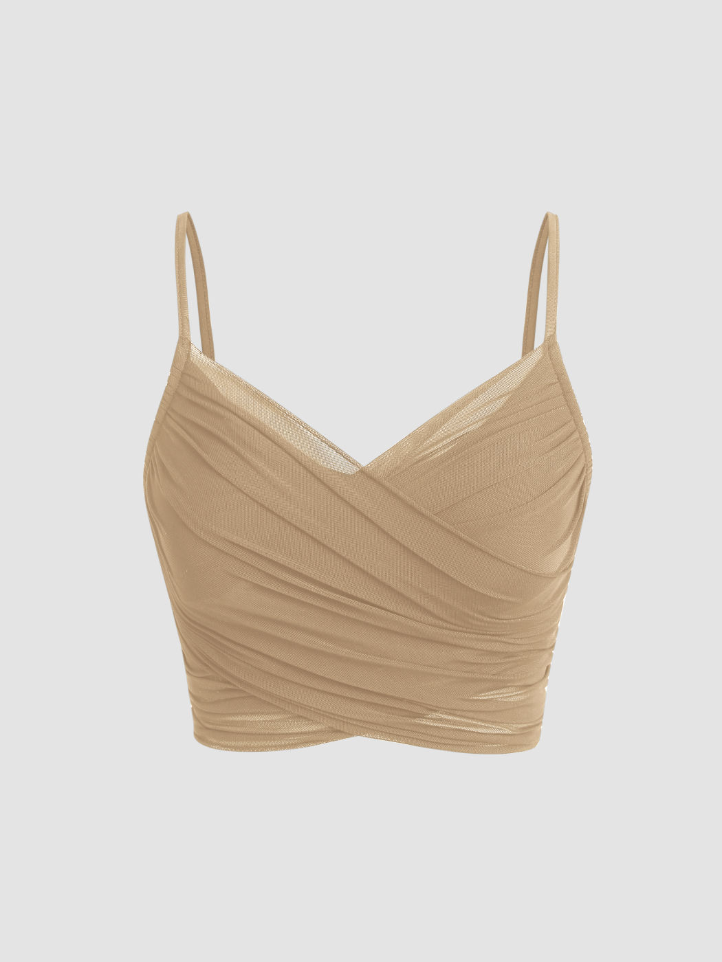 Mesh V-neck Ruched Crop Top