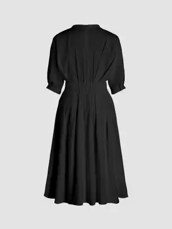 V-Ausschnitt Rüschen Maxikleid