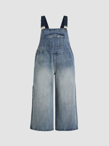 Denim Pocket Wide Leg Jumpsuit Curve & Plus