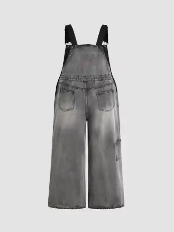 Denim Pocket Wide Leg Jumpsuit Curve & Plus