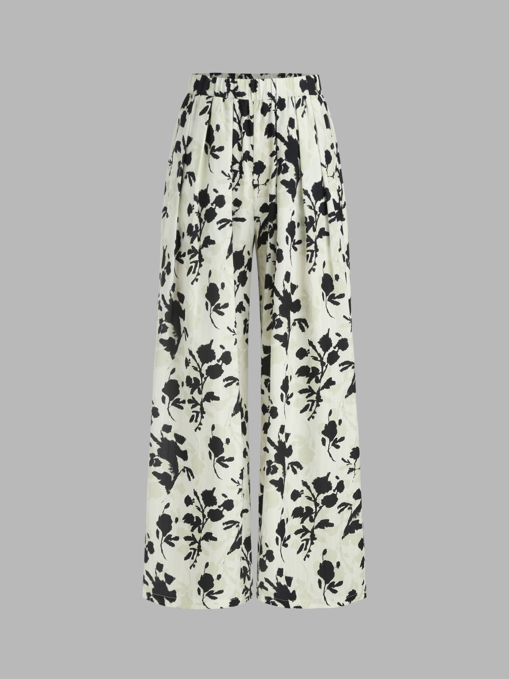 Hose mit weitem Bein und Blumenmuster und hohem elastischem Bund