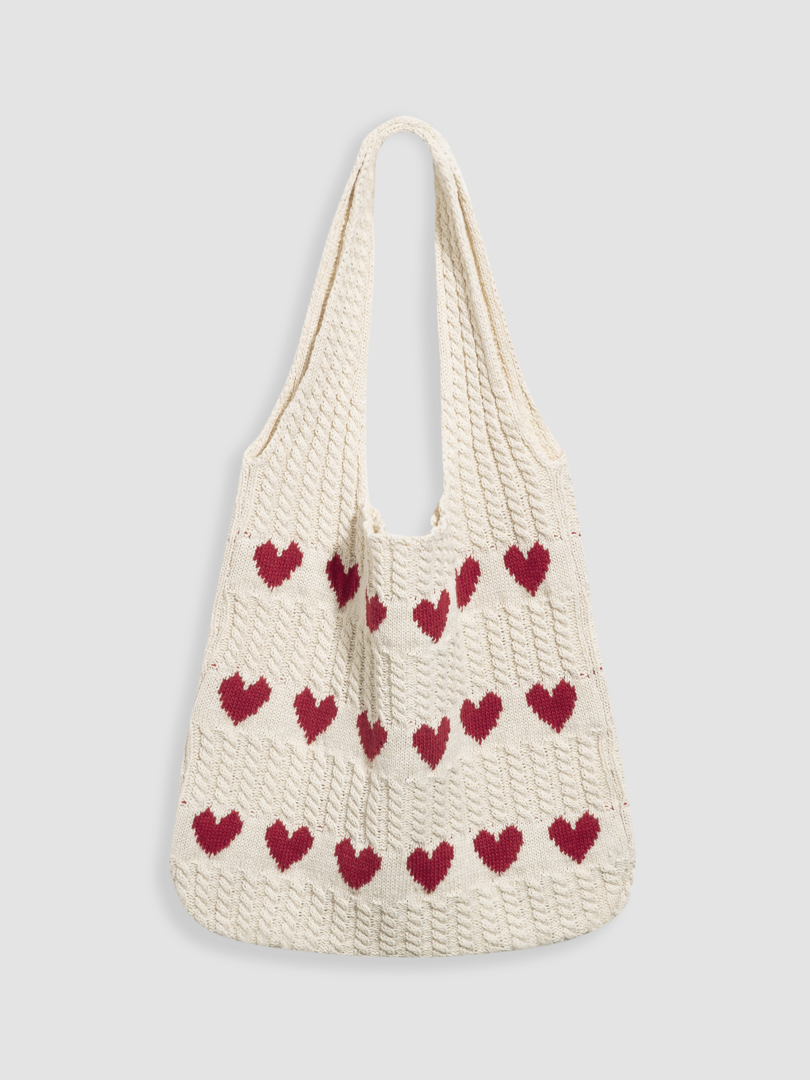 Heart Pattern Braided Tote Bag