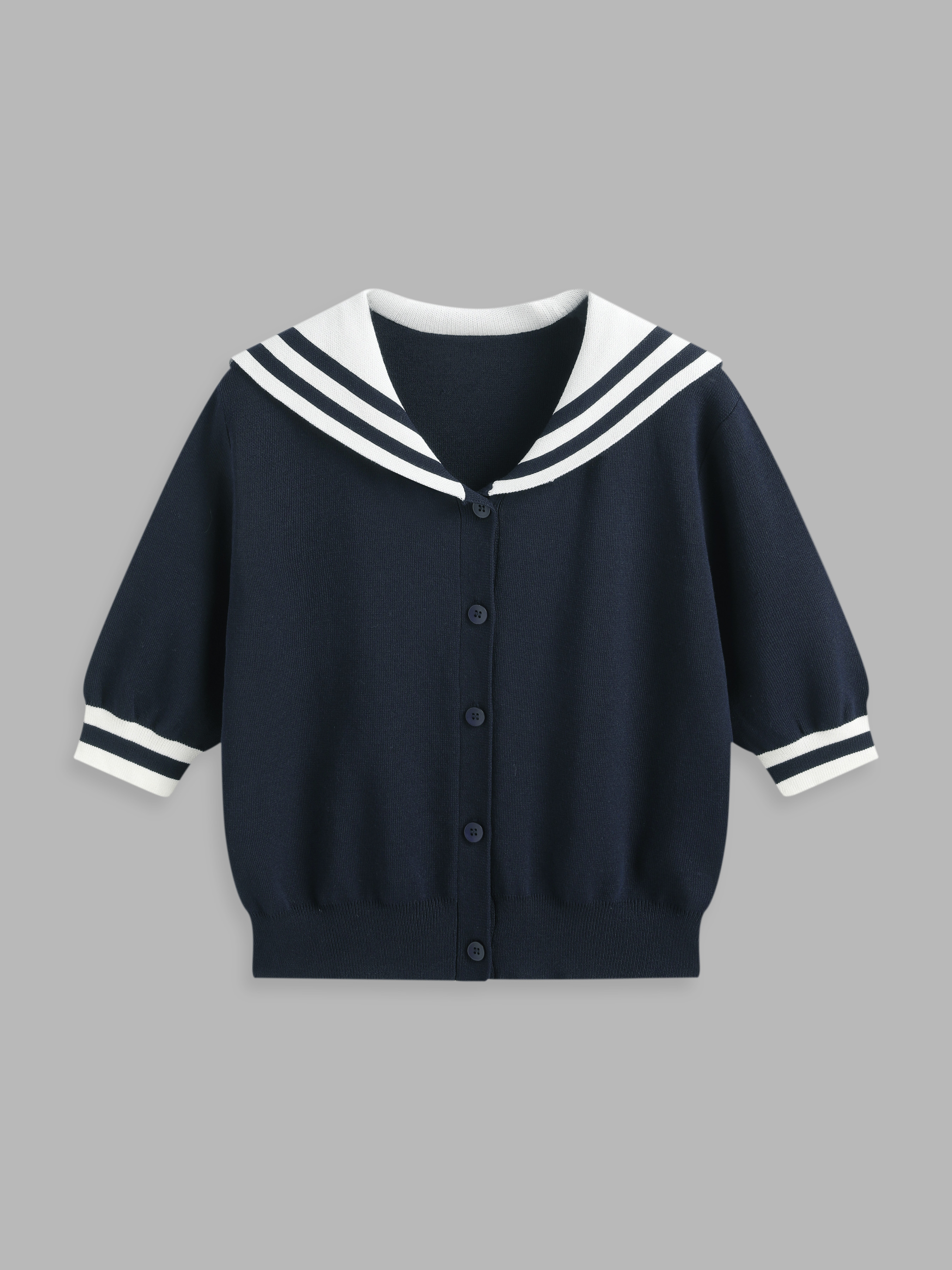 Knit Fabric Knit Sailor Collar Contrasting Binding Short
