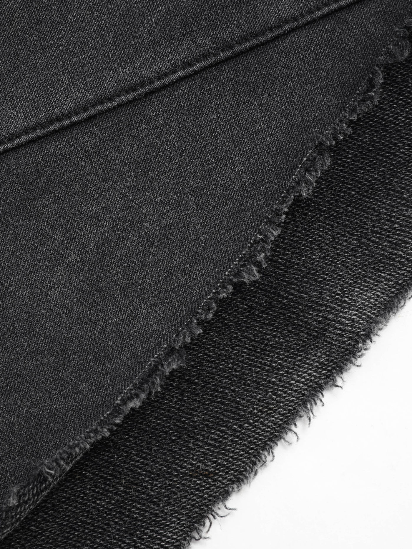 Solid Terry Hooded Asymmetrical Ripped Zipper Hoodie