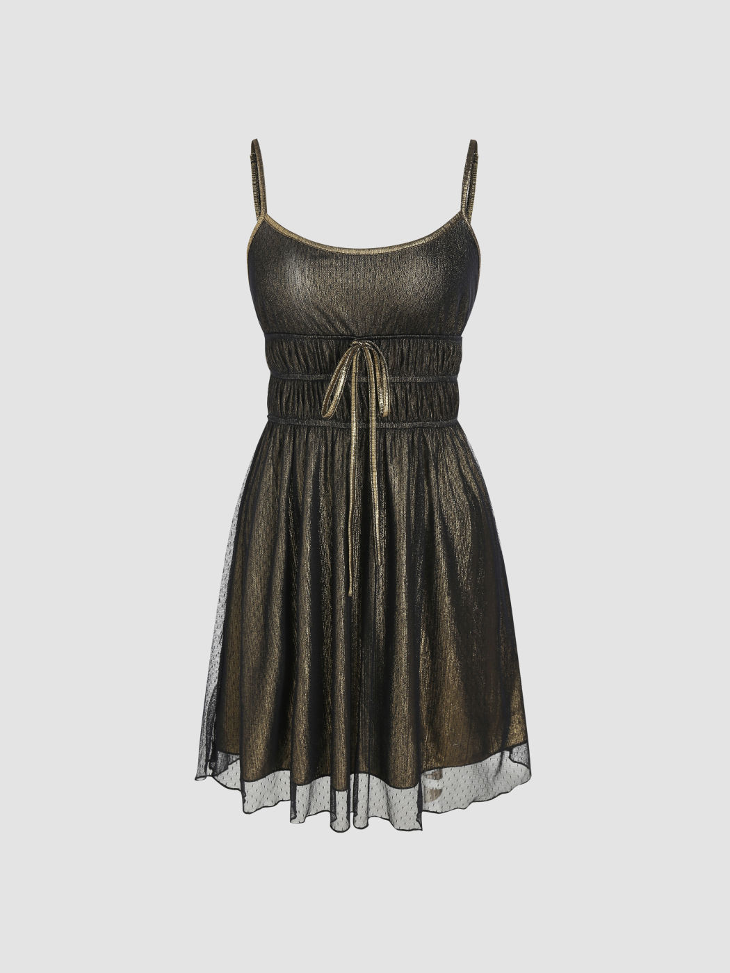 Abito maxi in maglia con scollo a U e cravatta sul davanti