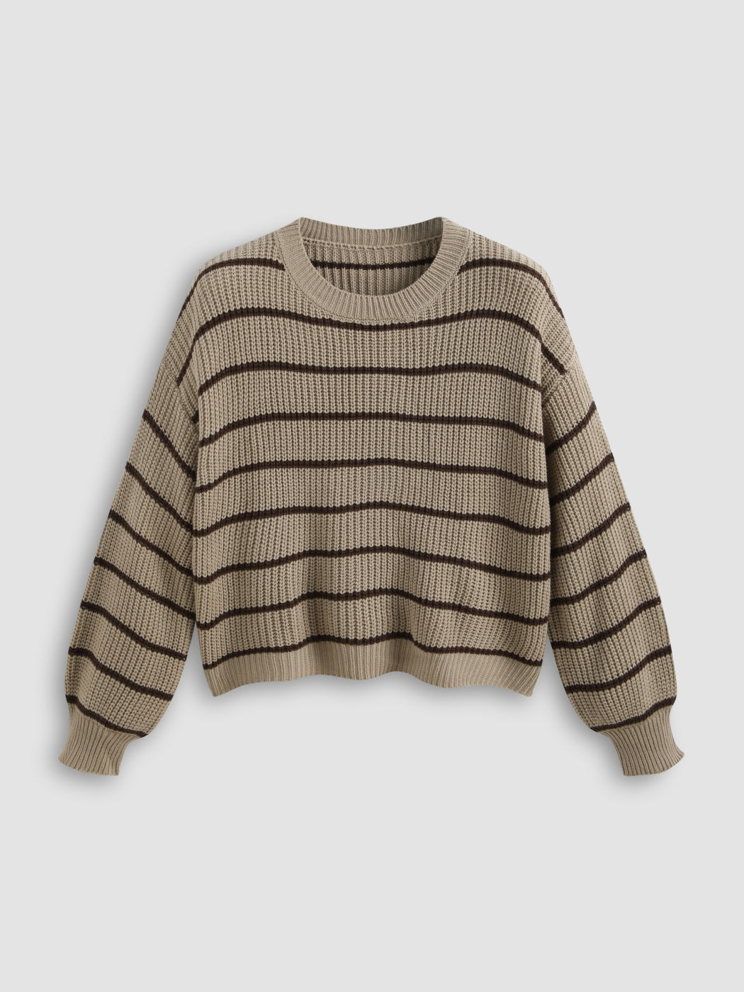 Striped Knit Round Neckline Long Sleeve Top Curve & Plus