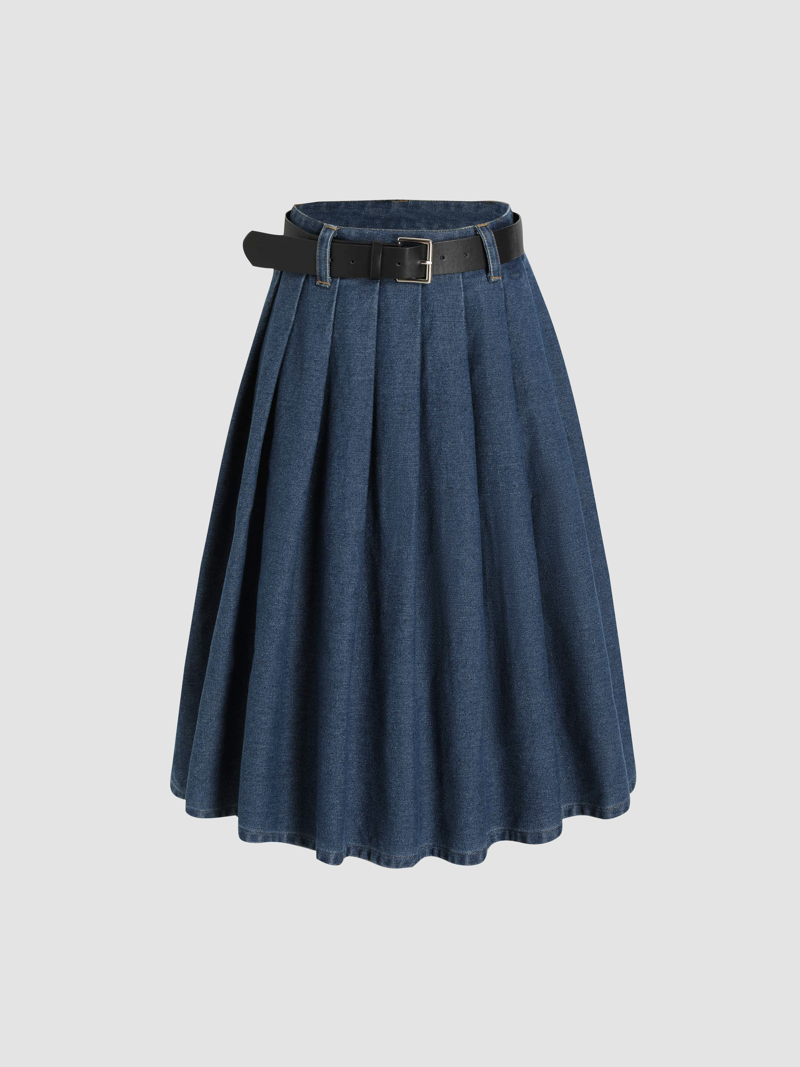 Denim midi outlet skirt pleated