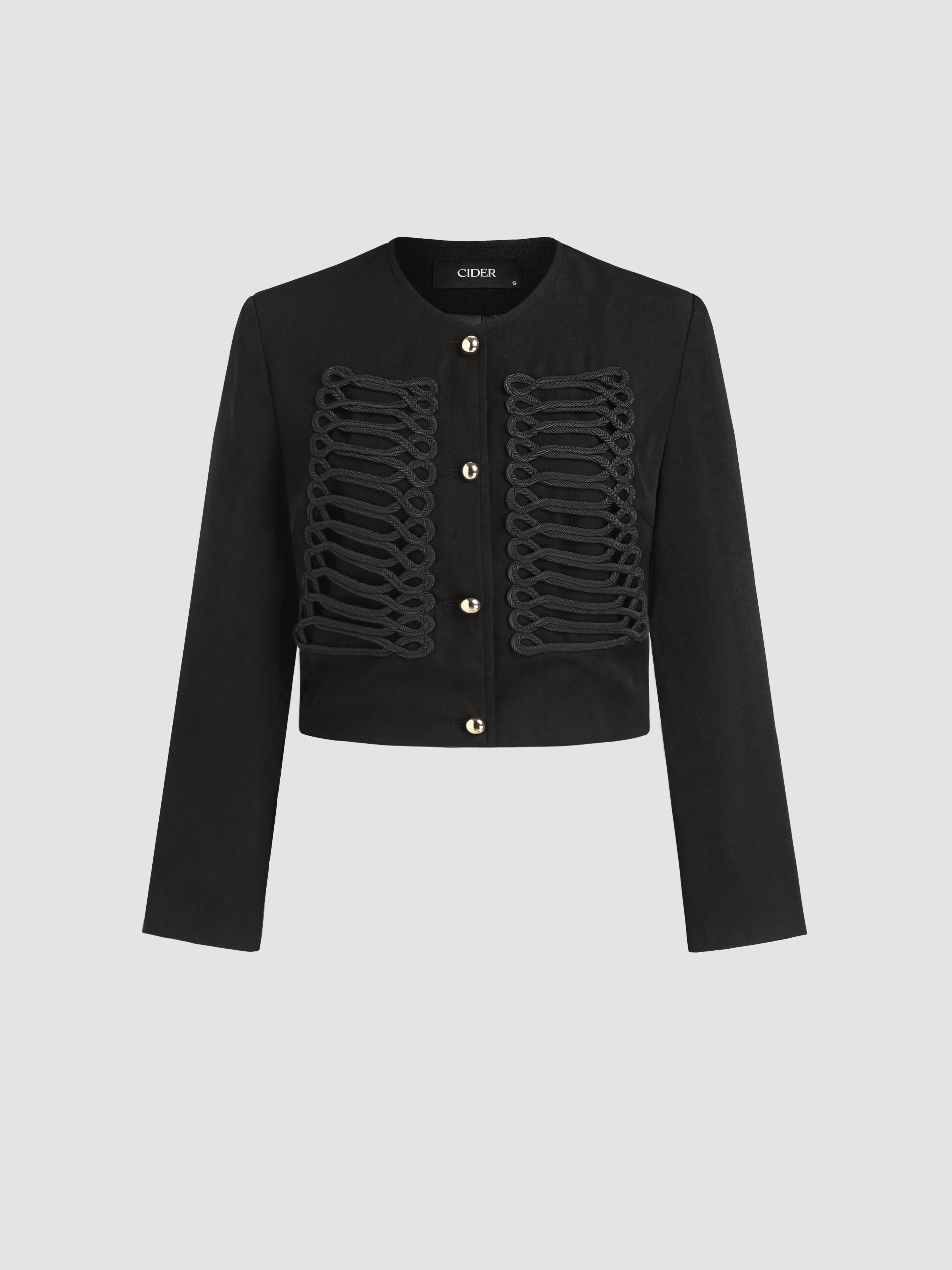 Solid Knot Design Button Jacket For Daily Casual