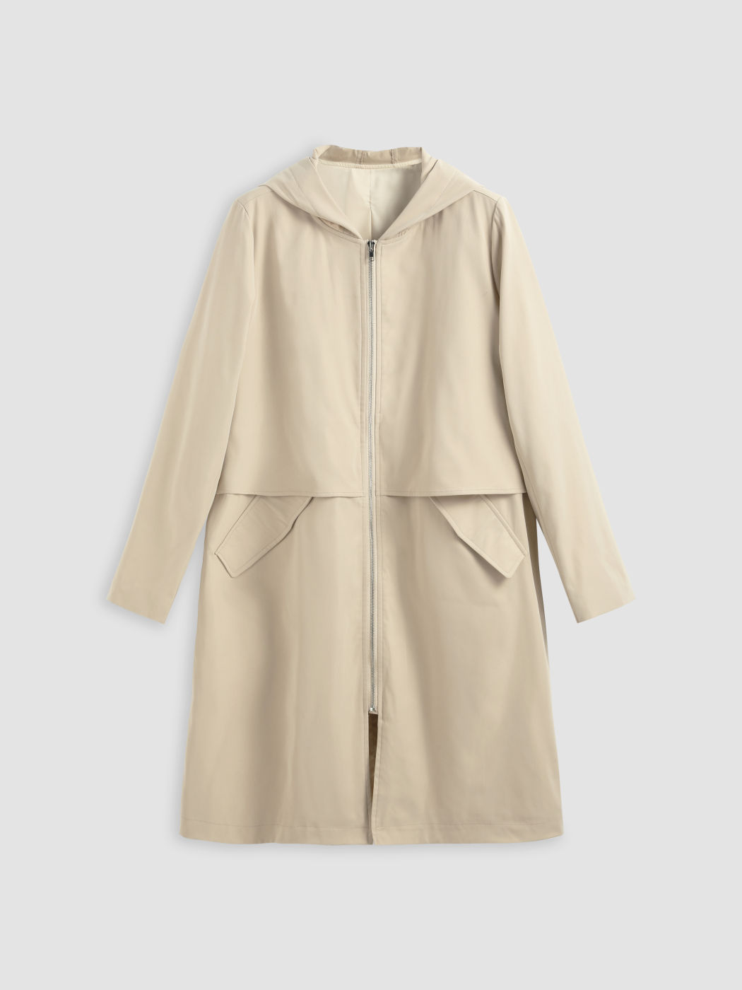 Hooded Zip Trench Coat