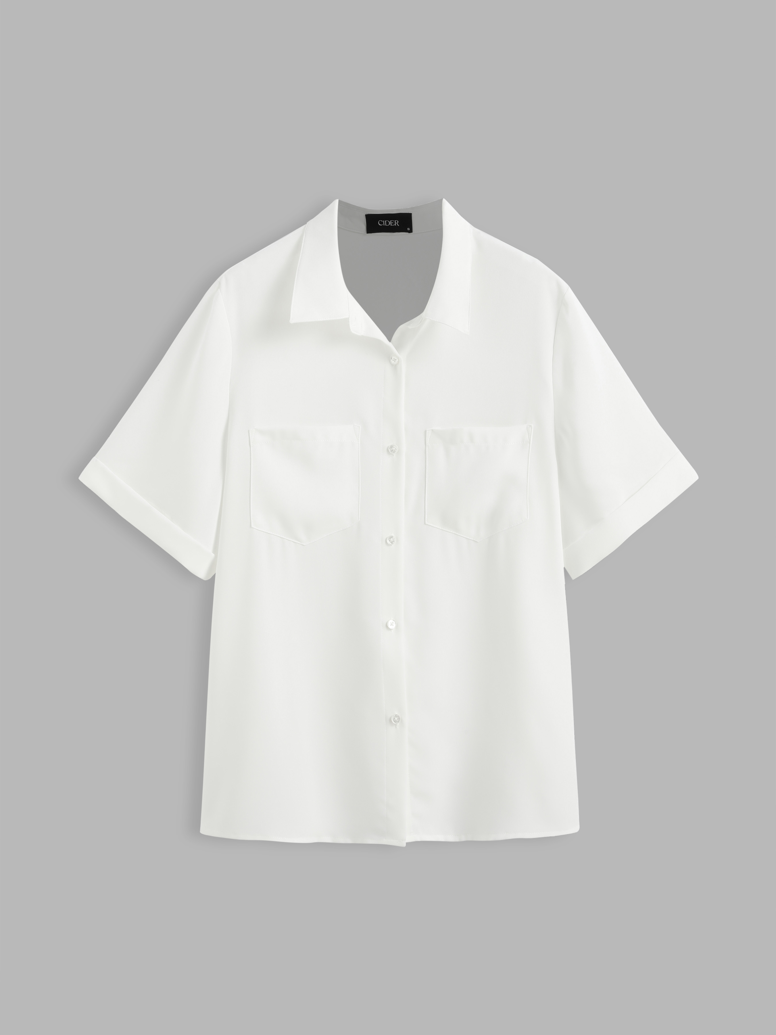Casual Long Sleeves Split-Front Solid Color Notched Collar Blouses