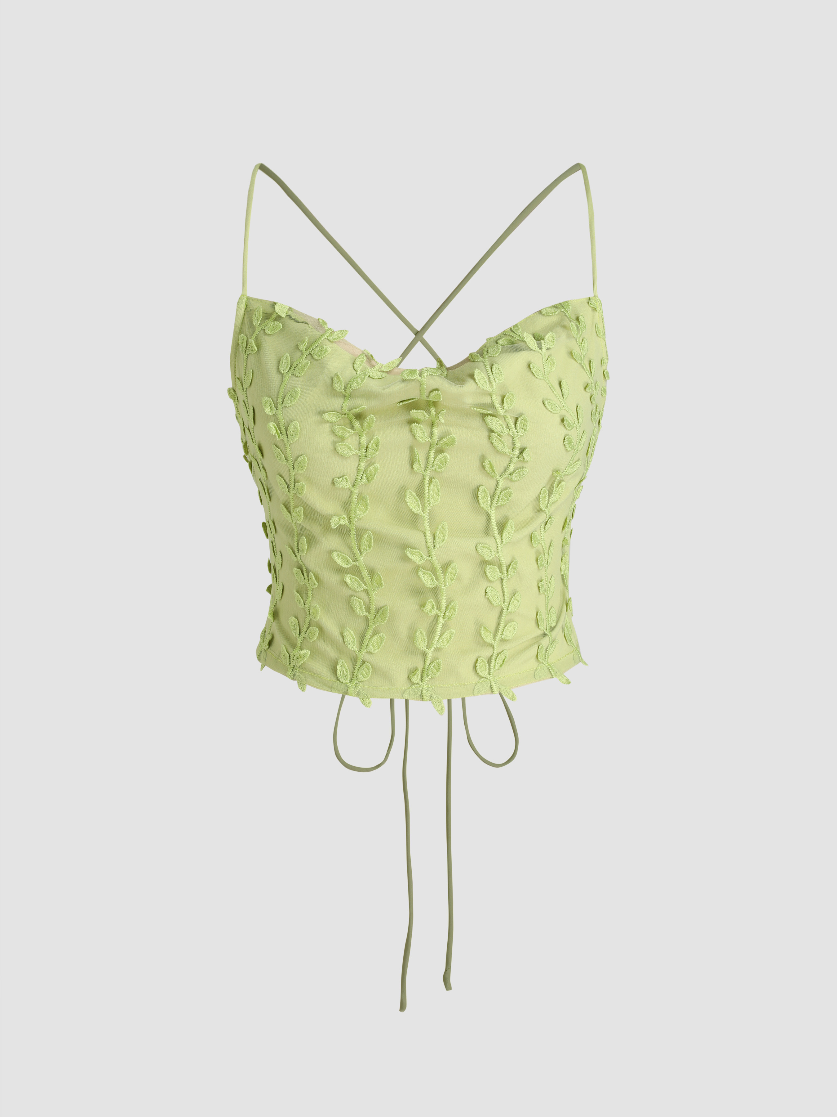 Floral Criss Cross Backless Crop Top - Cider