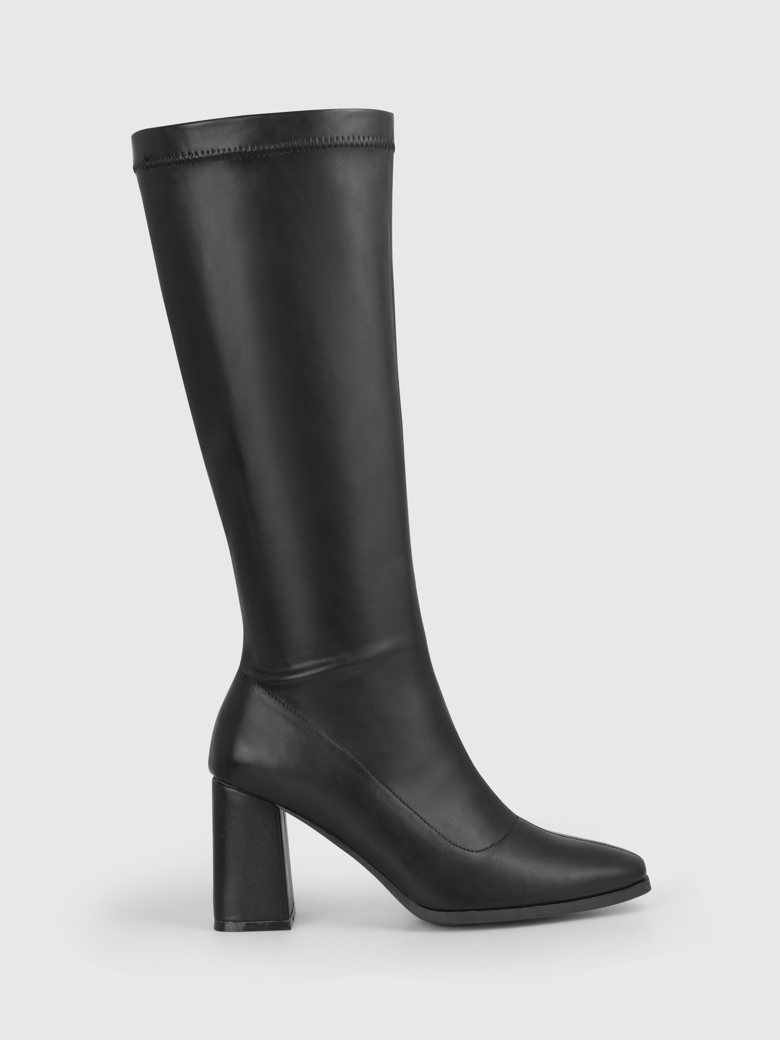 Classic Chunky Heeled Leather Knee High Boots