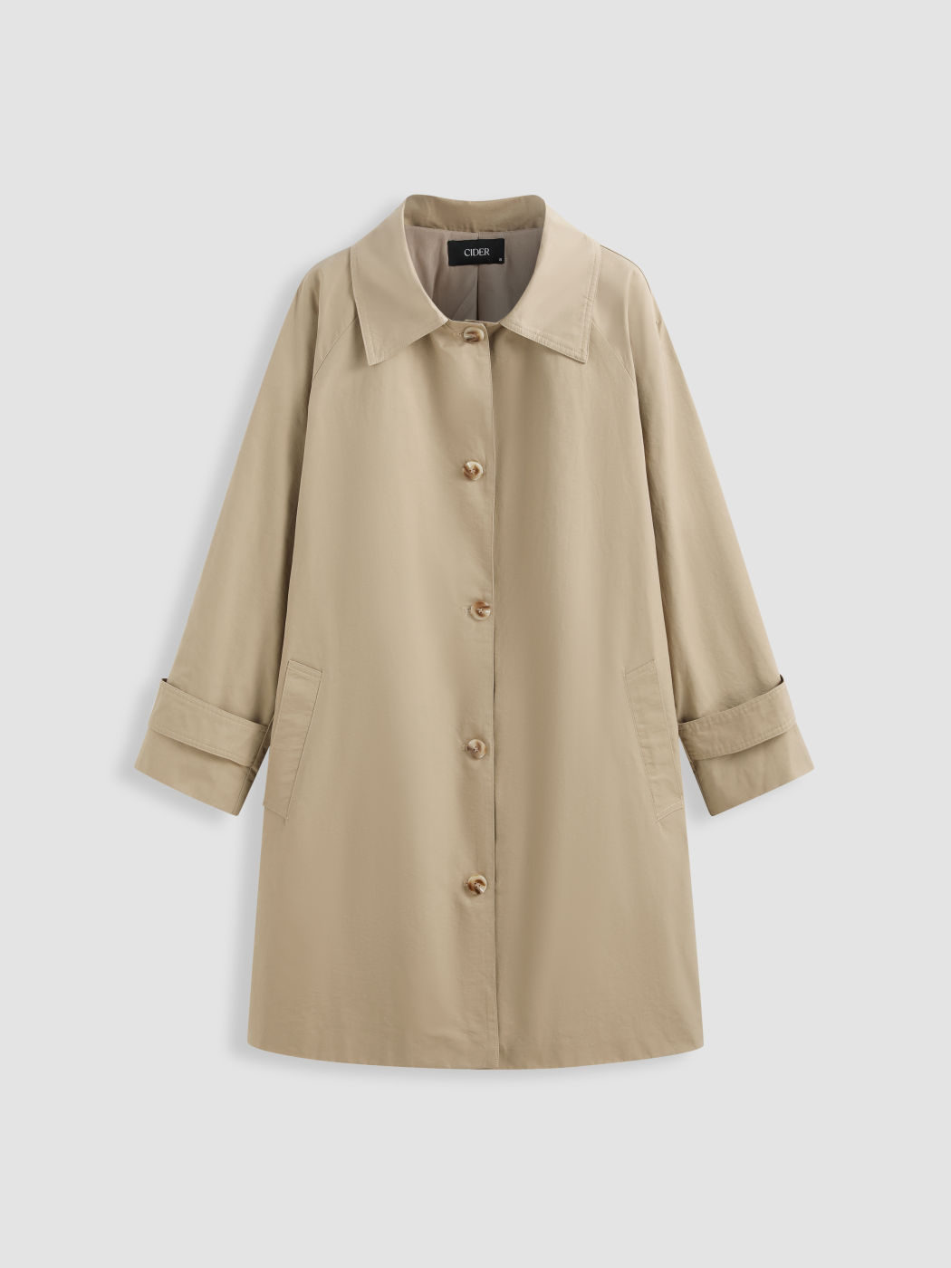 Trenchcoat mit einfarbigem Kragen und Knöpfen