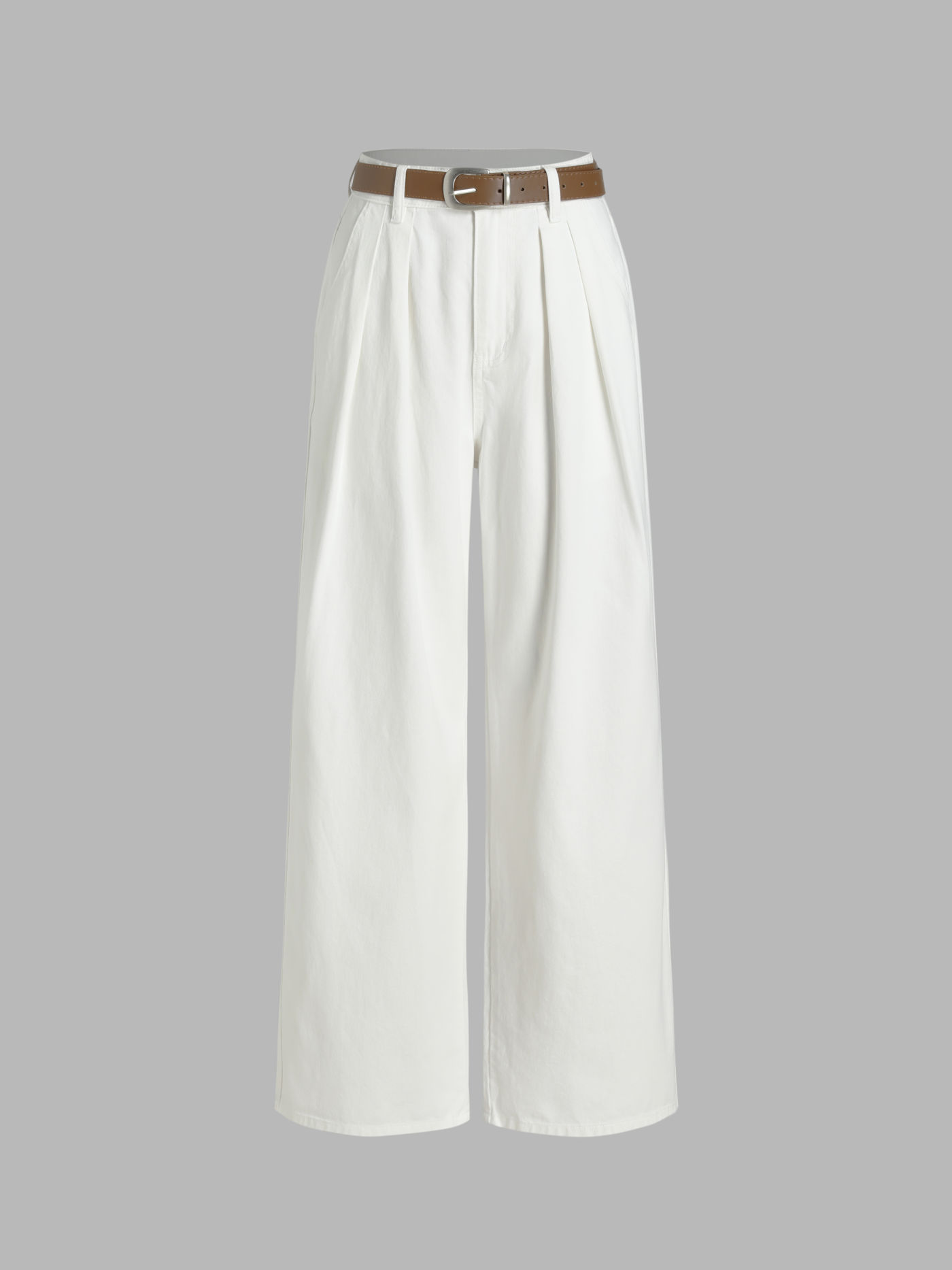 Jeans tascabili pieghettati solidi con cintura