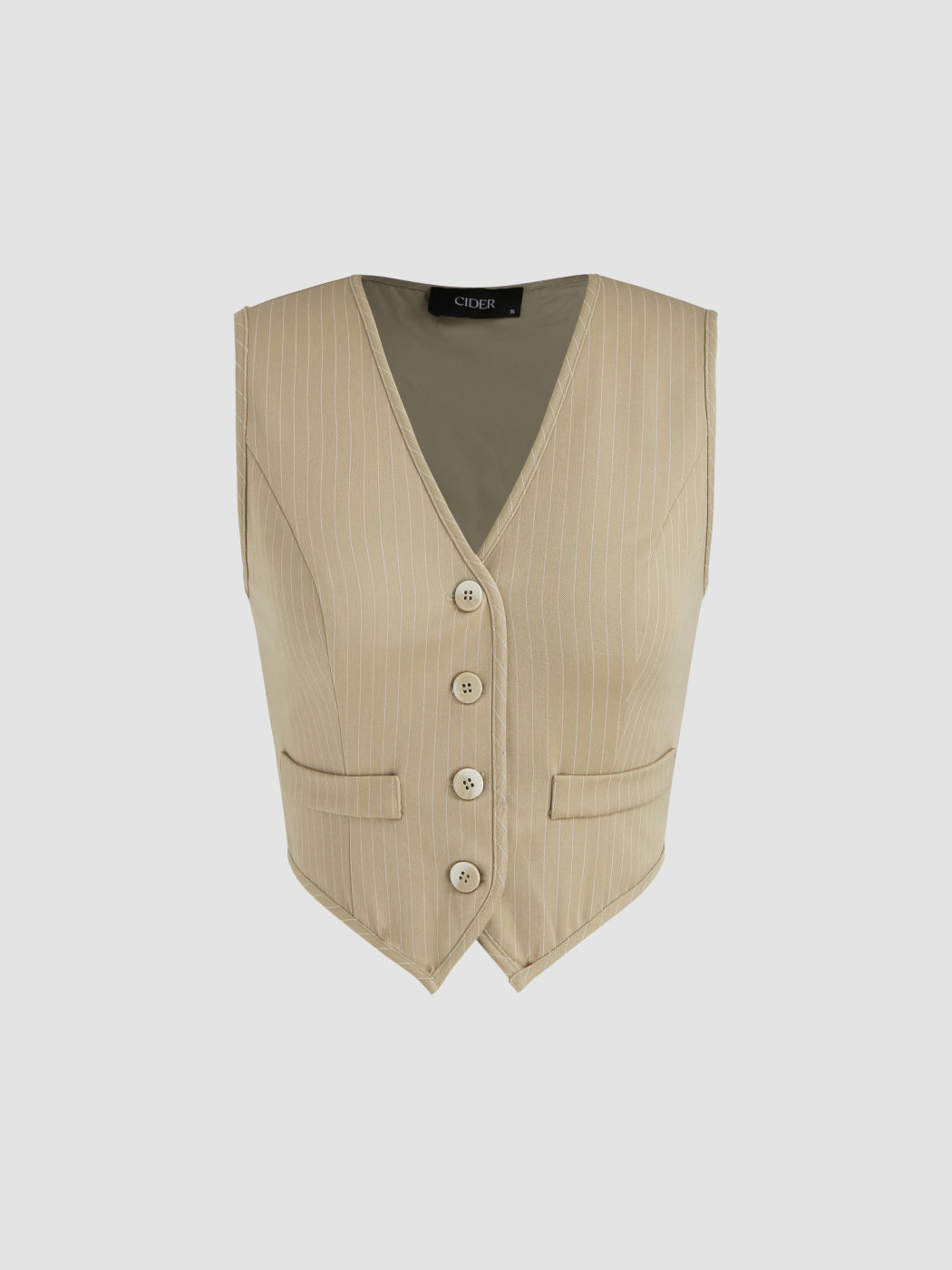  Gestreifter V-Ausschnitt Button Blazer Kurve & Plus Crop Weste