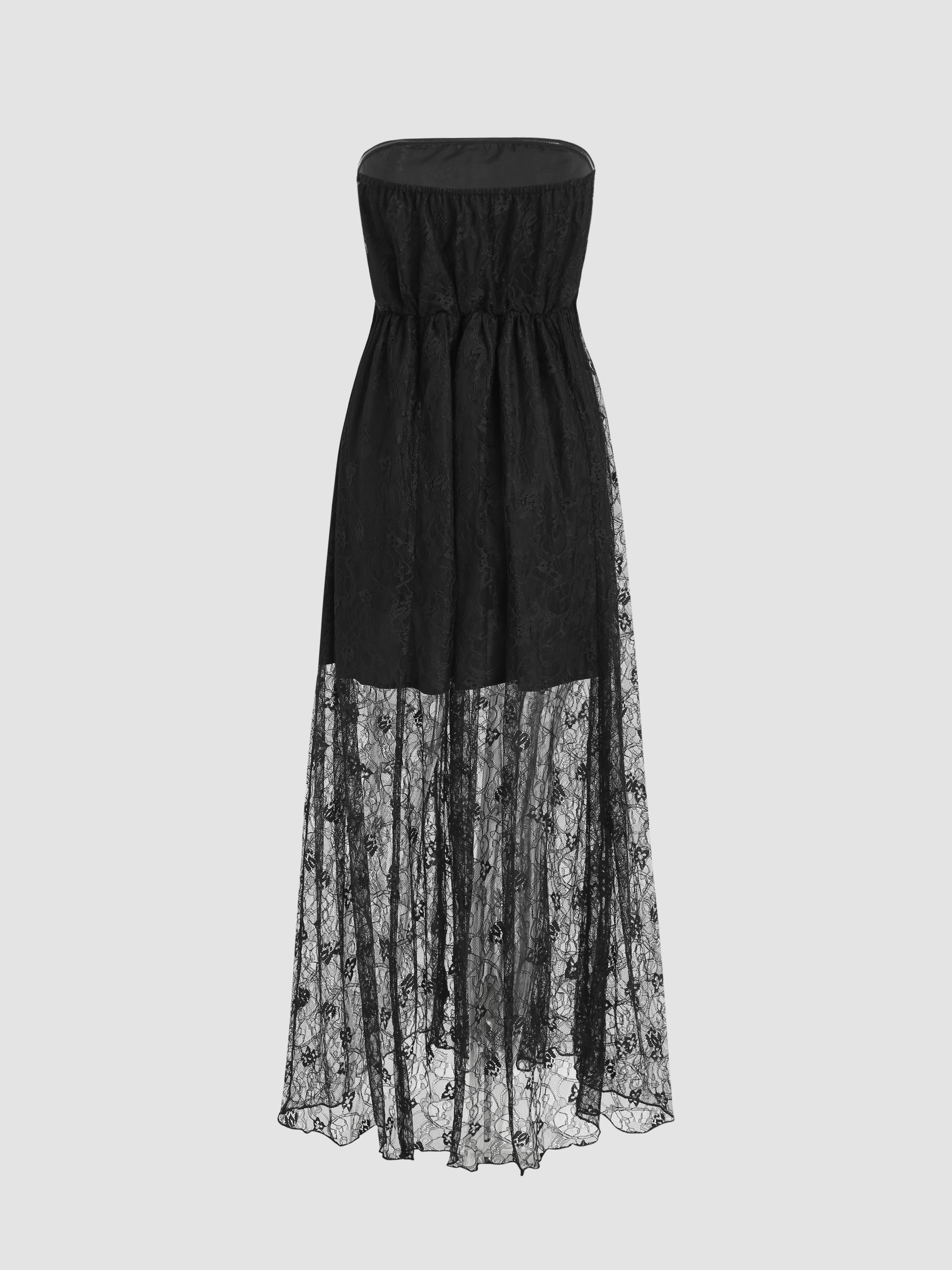 Floral Lace Tube Maxi Dress