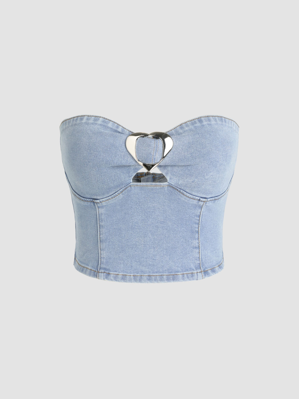 Stretch Denim Herzdesign Crop Tube Top