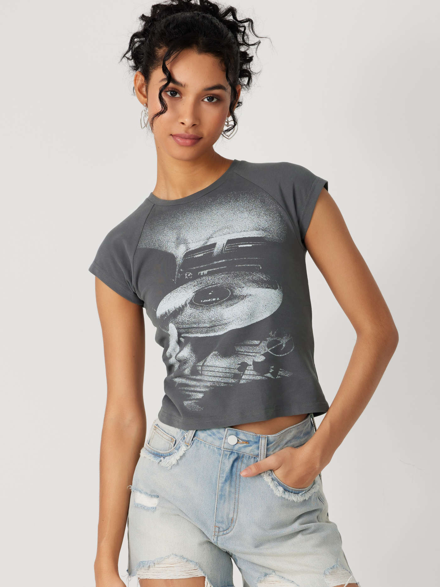 Jersey Round Neckline Graphic Short Sleeve Tee