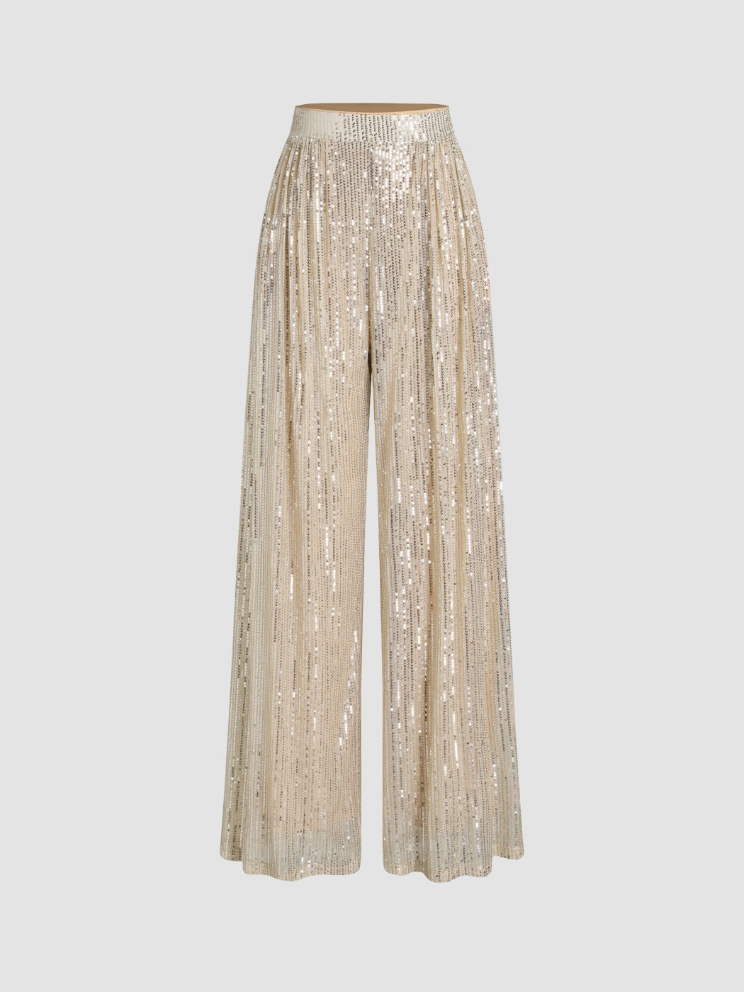Pailletten Mid Waist Gerade Hosen
