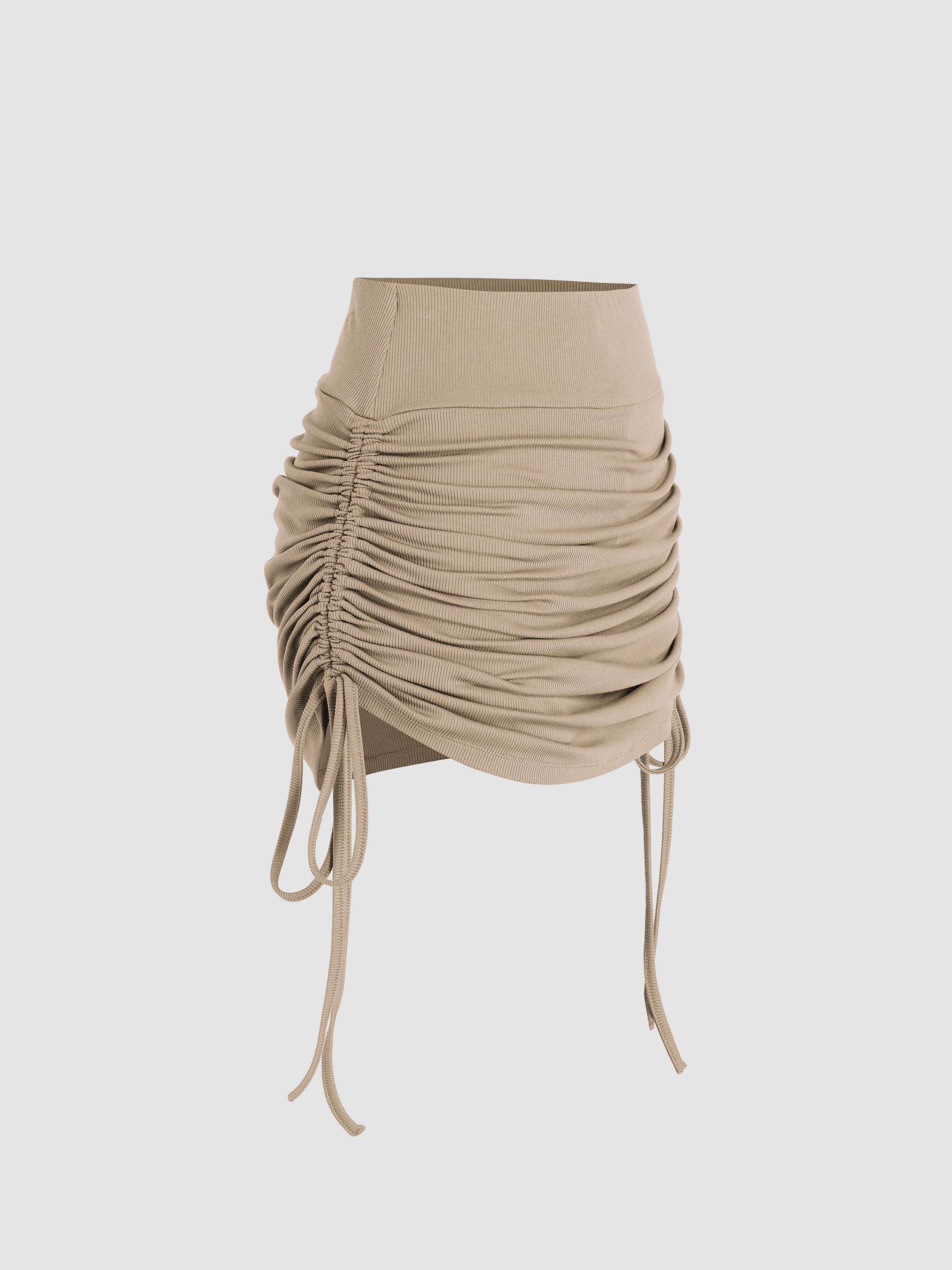 Ruched Drawstring Mini Skort