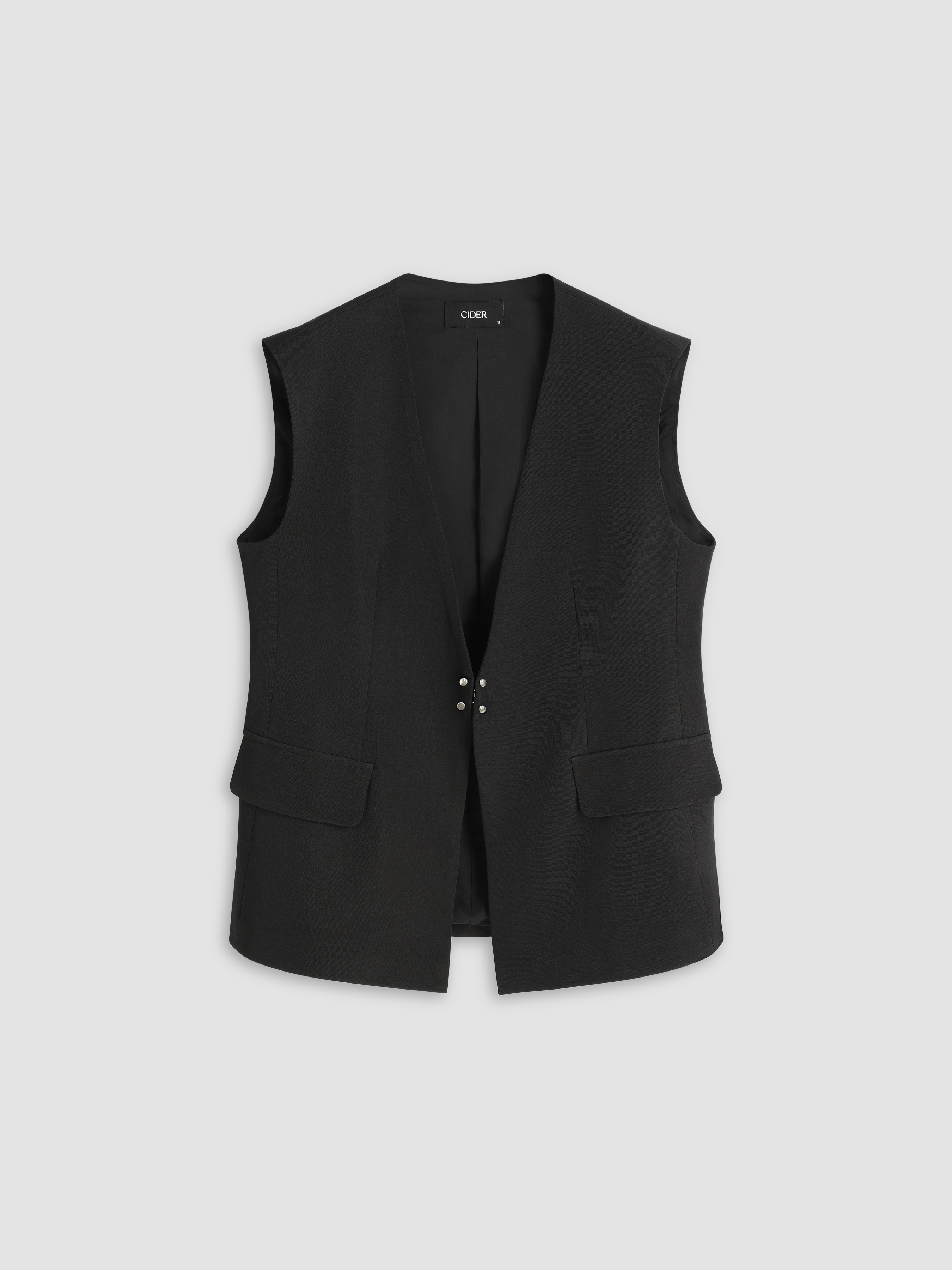 Collarless Blazer Vest - Cider