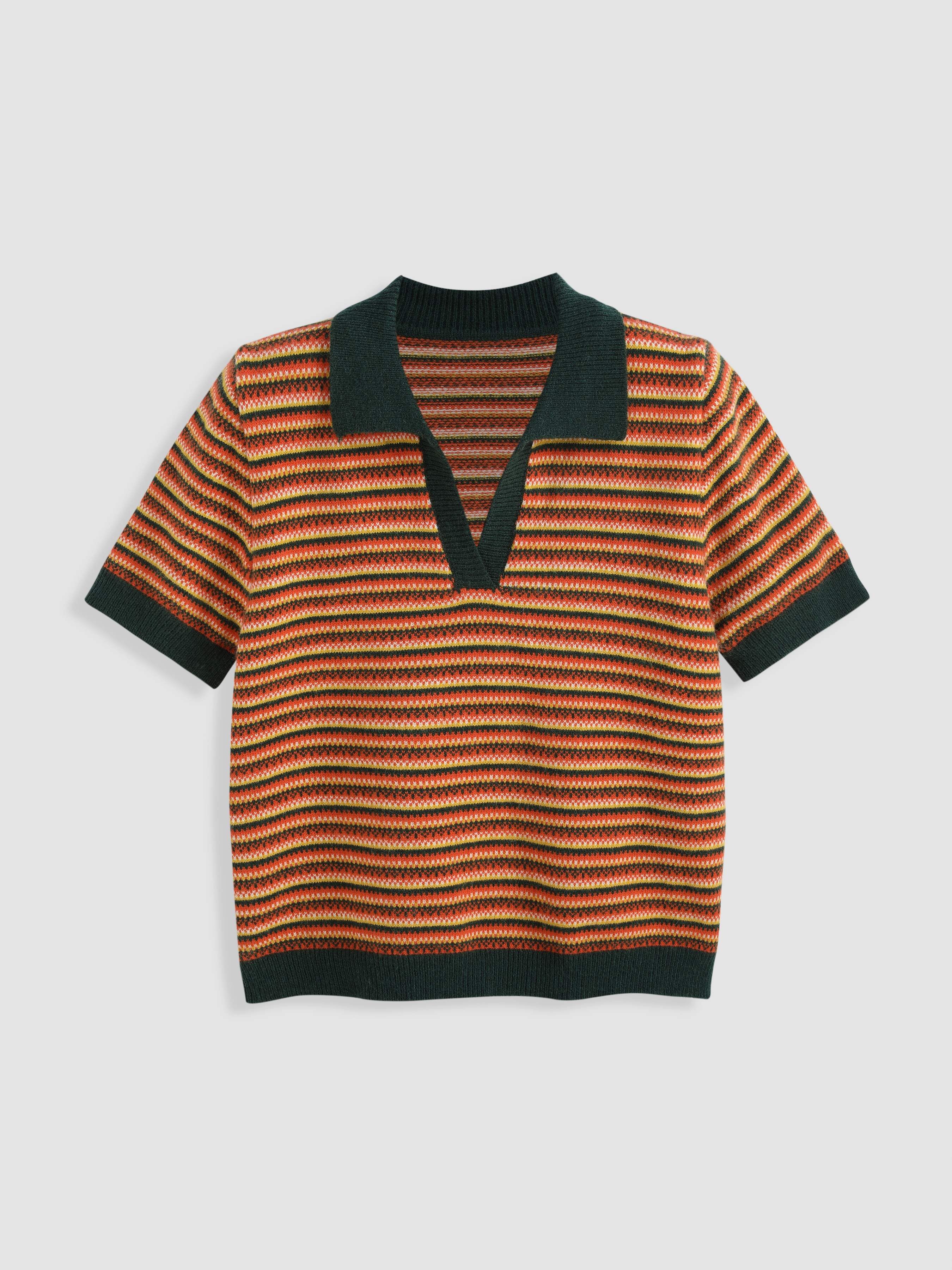 【MODERNIF】Skew Twist Short Sleeve Collar Knit MODERNIF】Skew Twist Short Sleeve Collar Knit Men's Polo