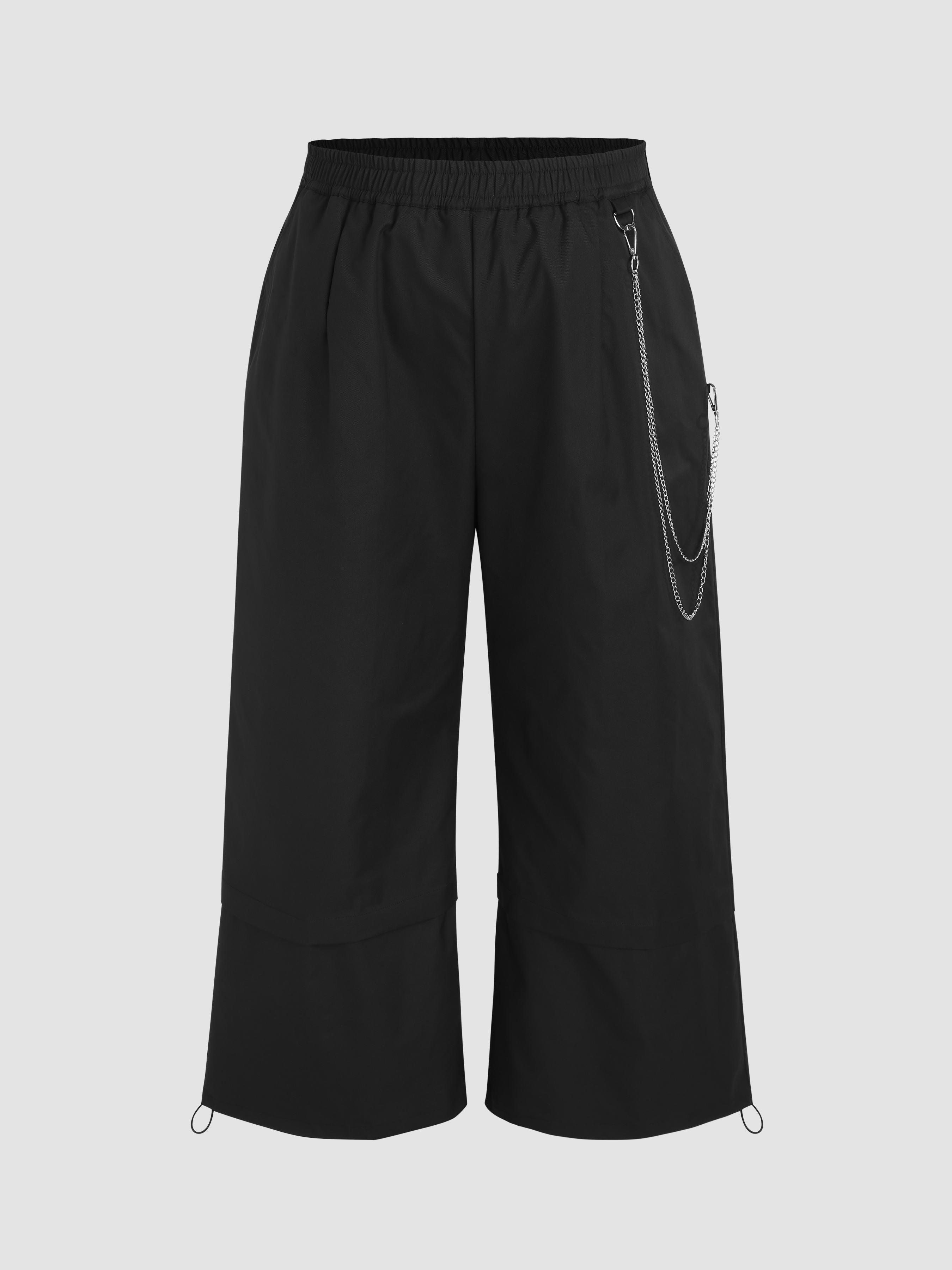 Solid Chain Detail Wide Leg Jogger Pants Curve & Plus For