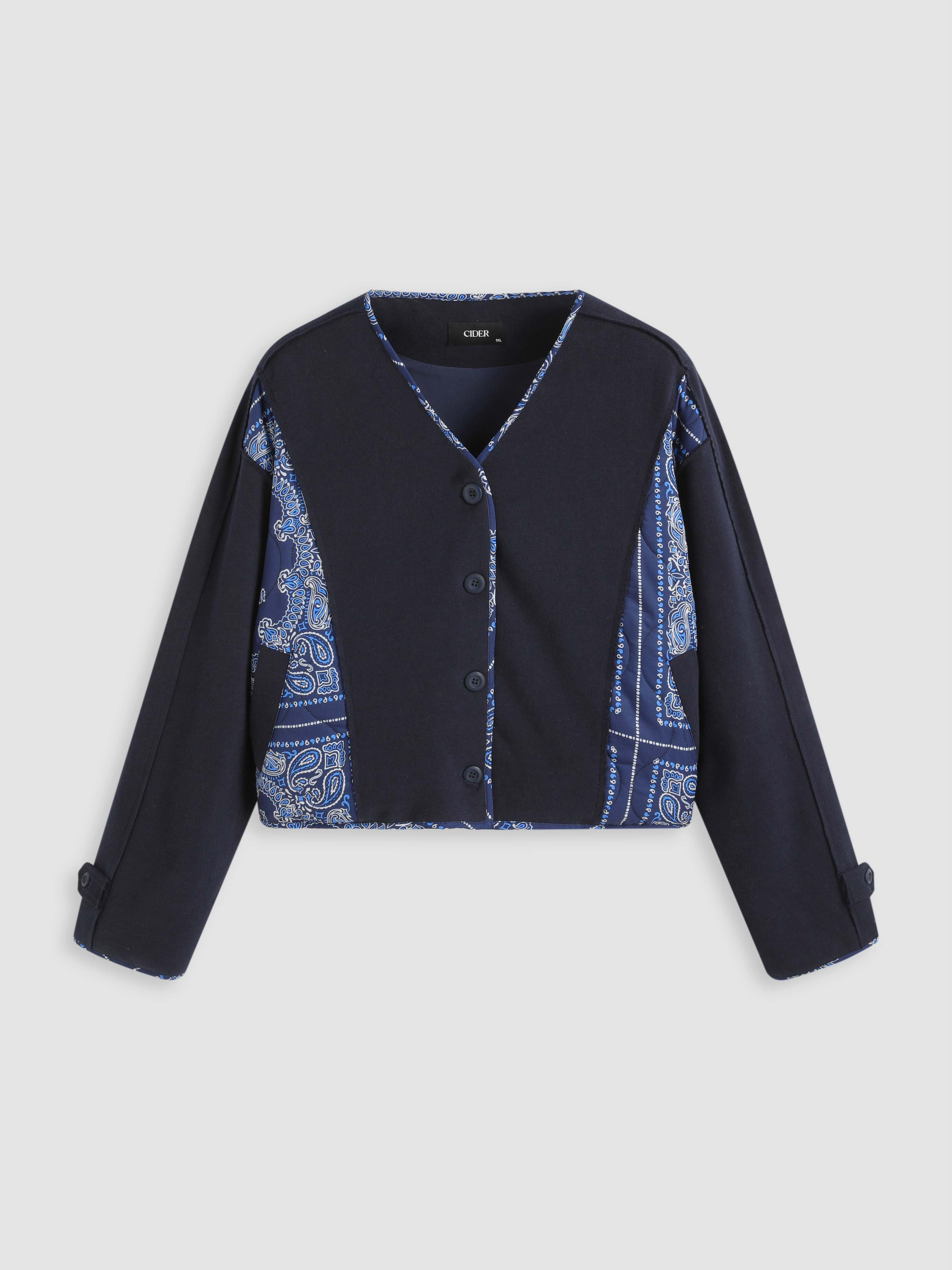 Ziggy Chen patchwork-design V-neck Jacket - Farfetch