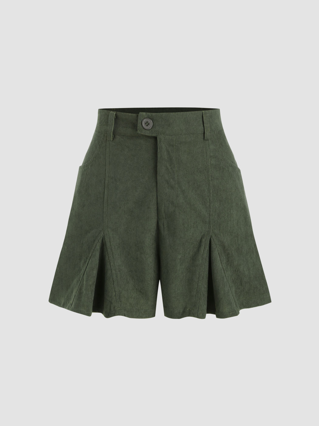 Cordhose Hohe Taille Einfarbige Plissierte Shorts