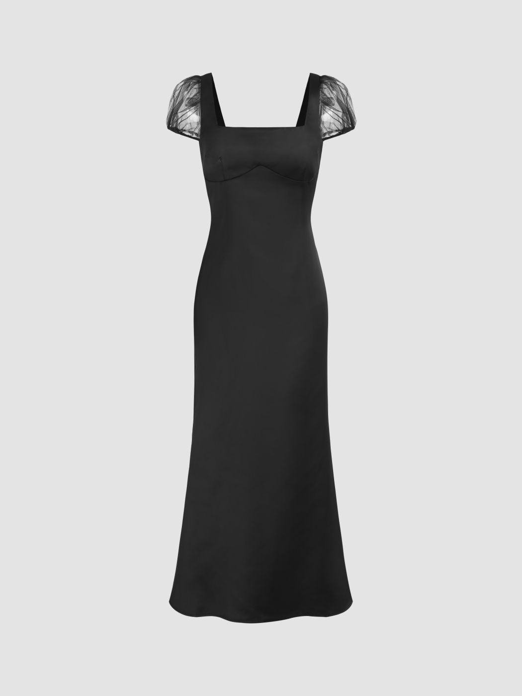 Solids Maxikleid mit quadratischem Ausschnitt