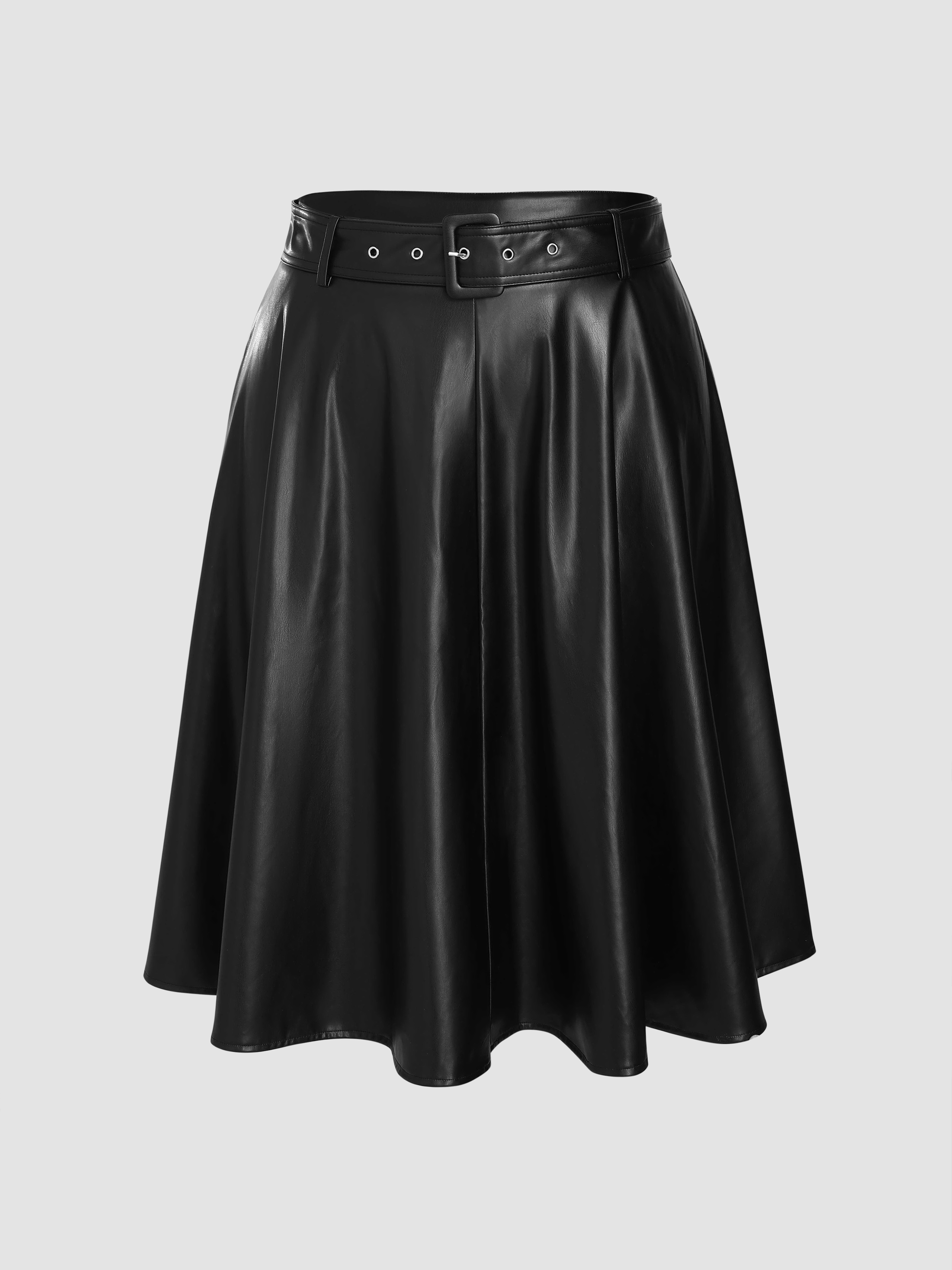 Black leather clearance ruffle hem skirt