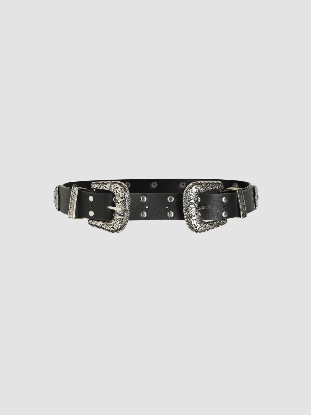Rivet Decor Double Buckle Belt