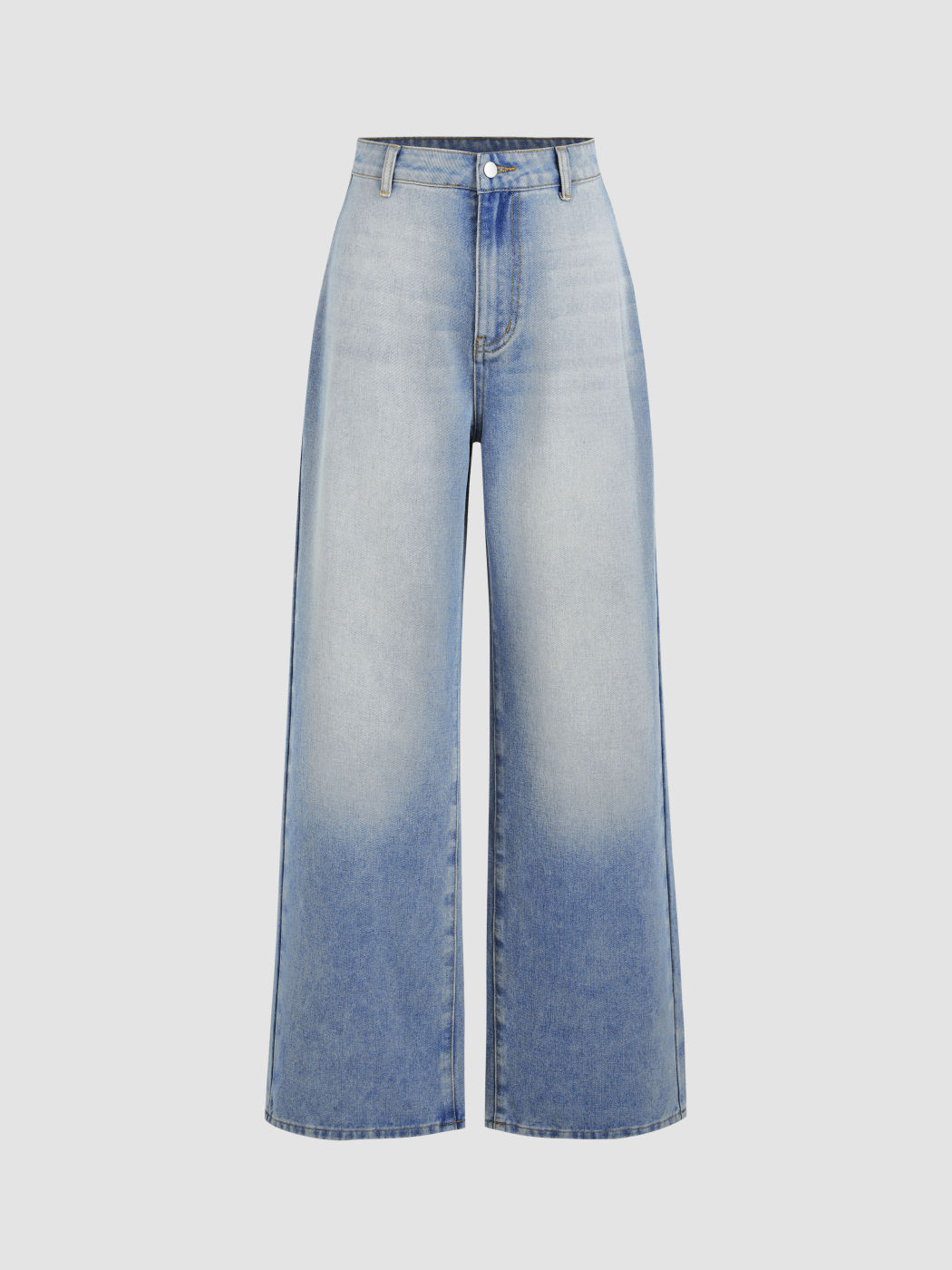 High Waist Washed Pocket Wide Leg Jeans Cider