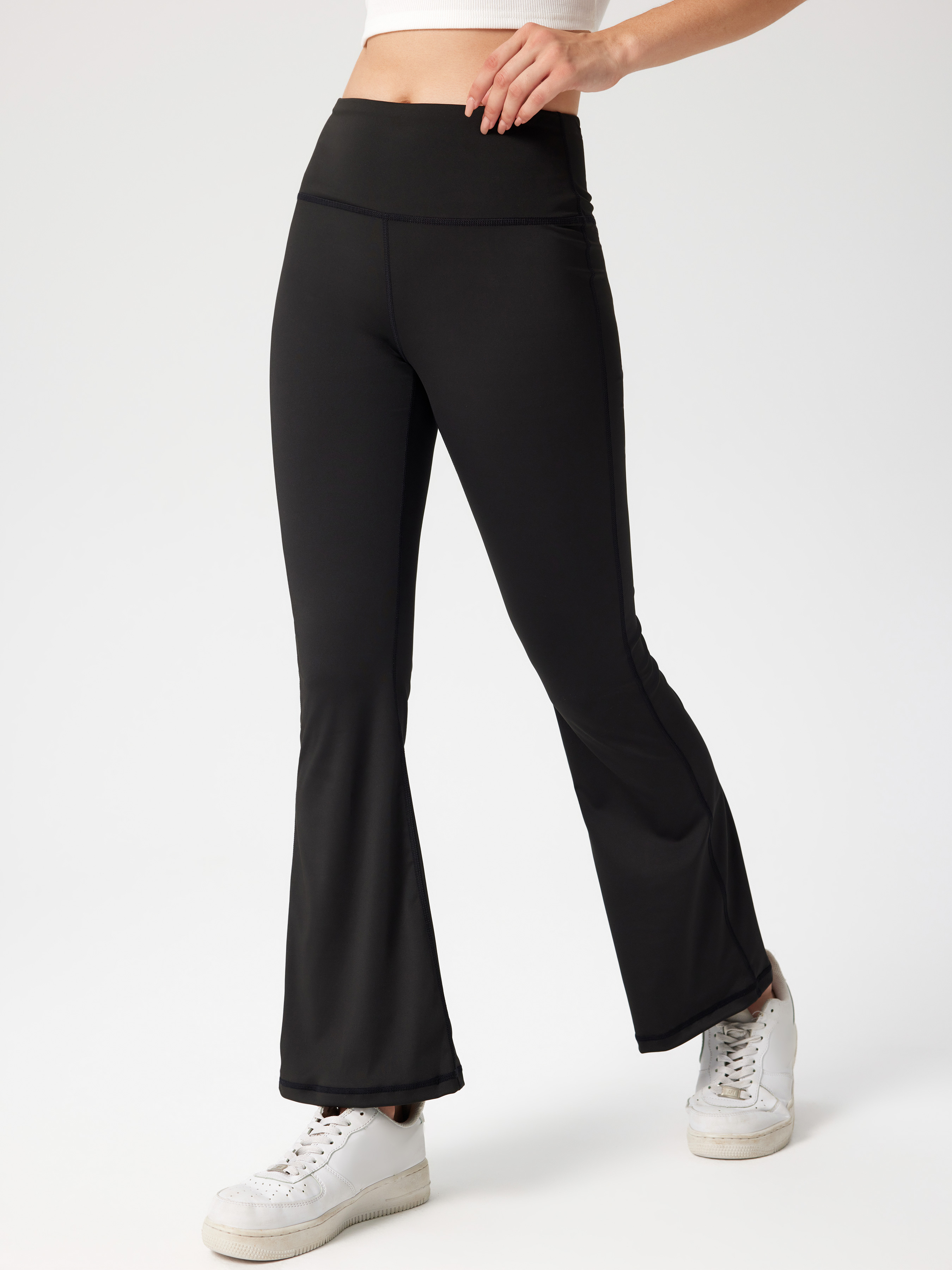 High Waist Solid Flared Leggings Sporty by Cider