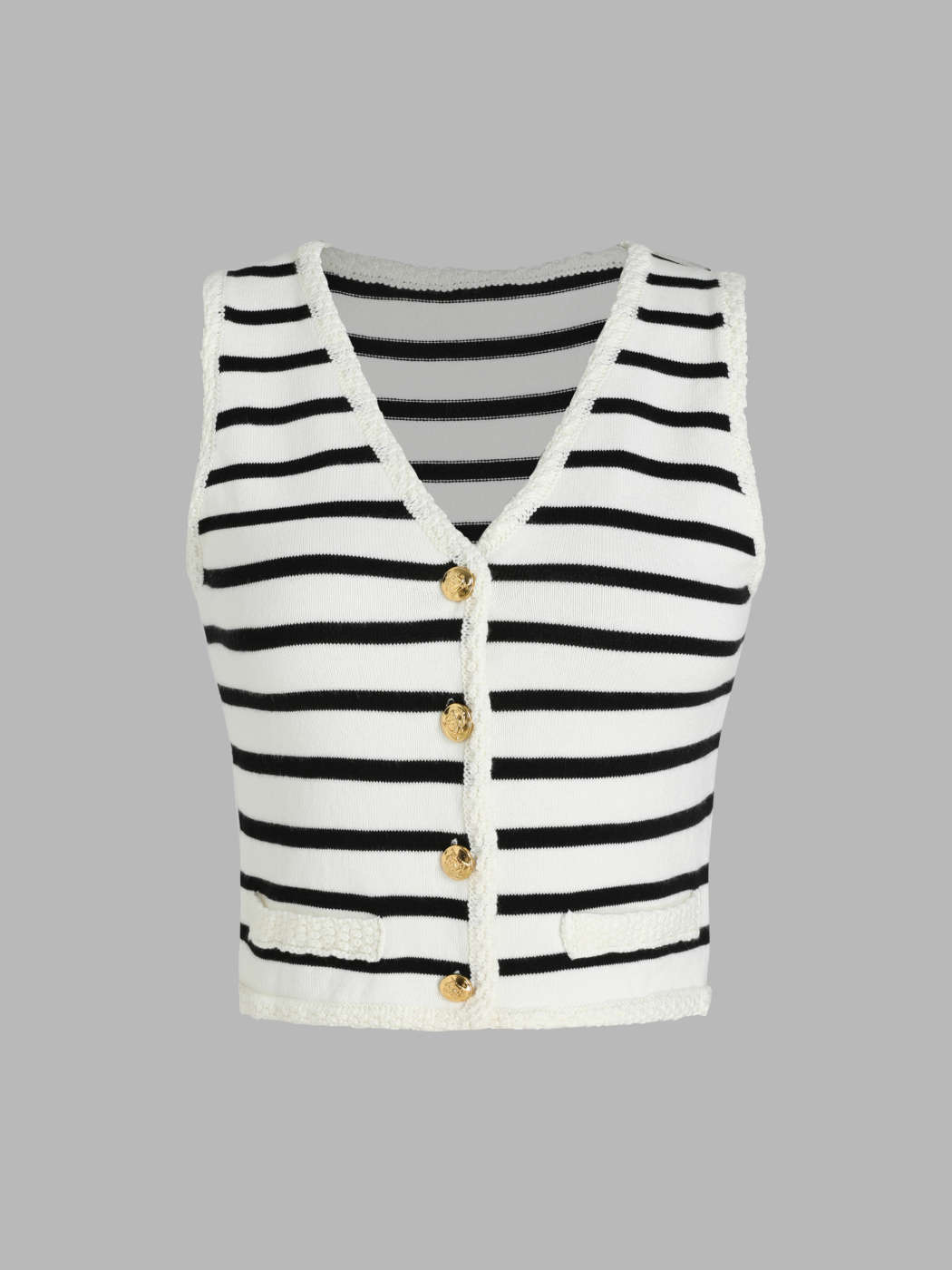 Women V Neck Sweater Vest Cable Knit Button Down