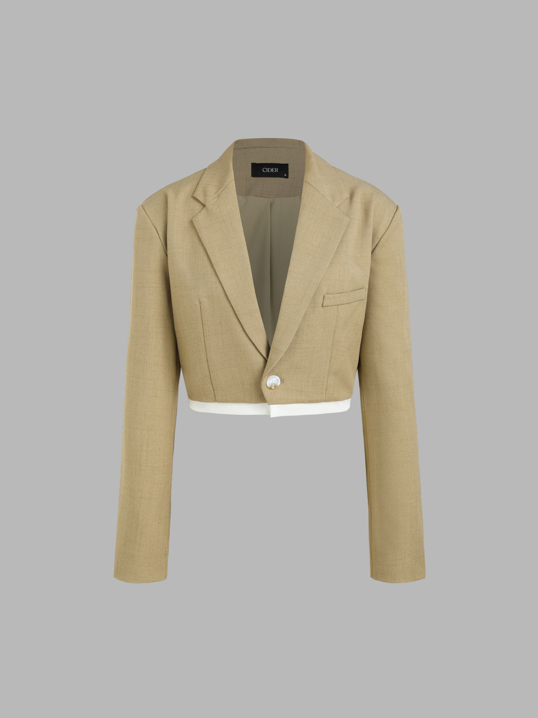 Crop-Blazer mit Kragen und Knöpfen