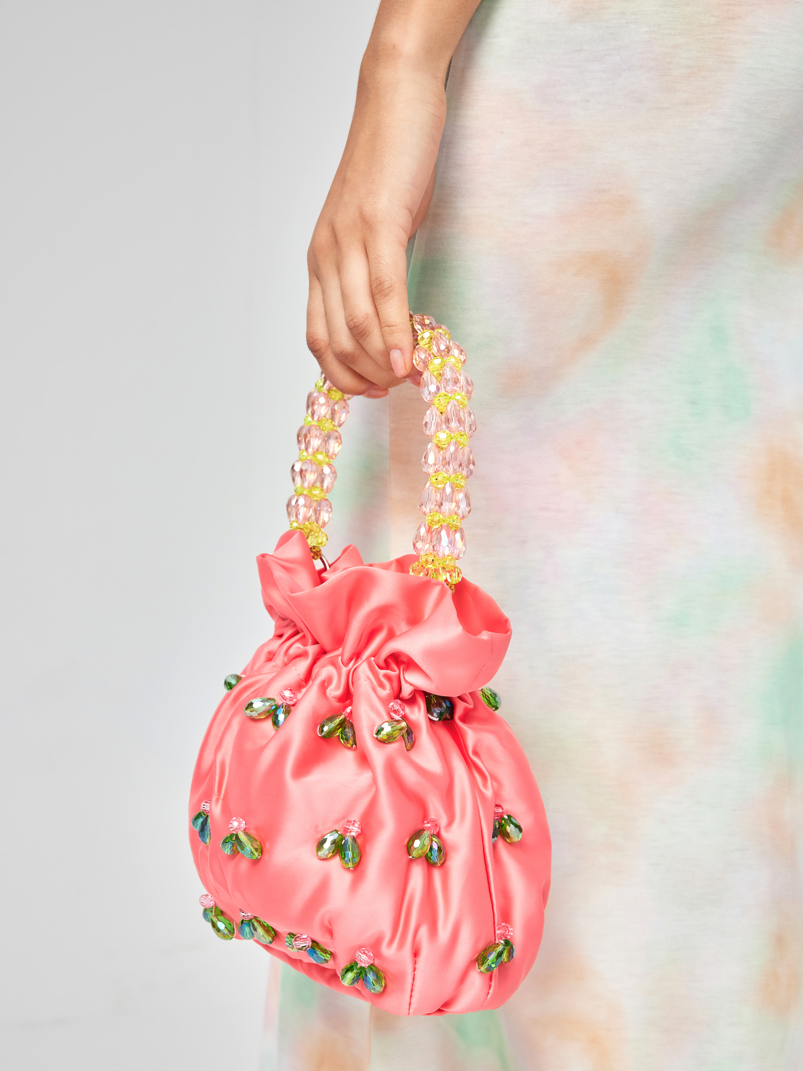 Satin deals bucket bag