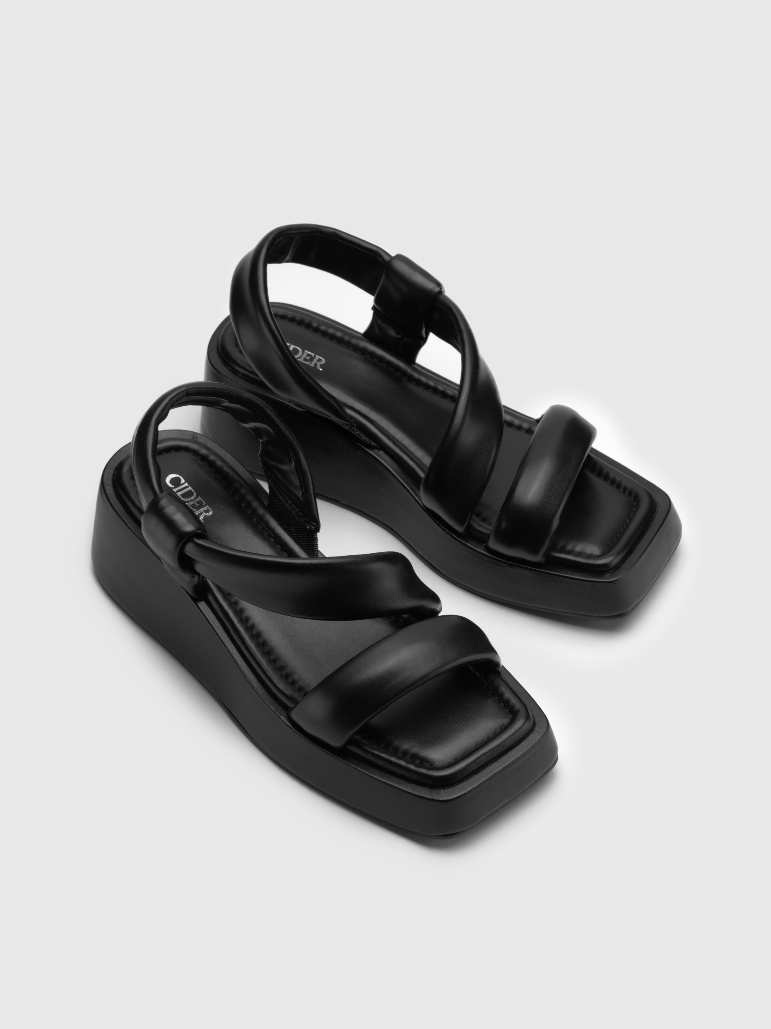 Vtg 90's Funky Chunky Black Faux Leather Platform Sandals! Size 9 | eBay