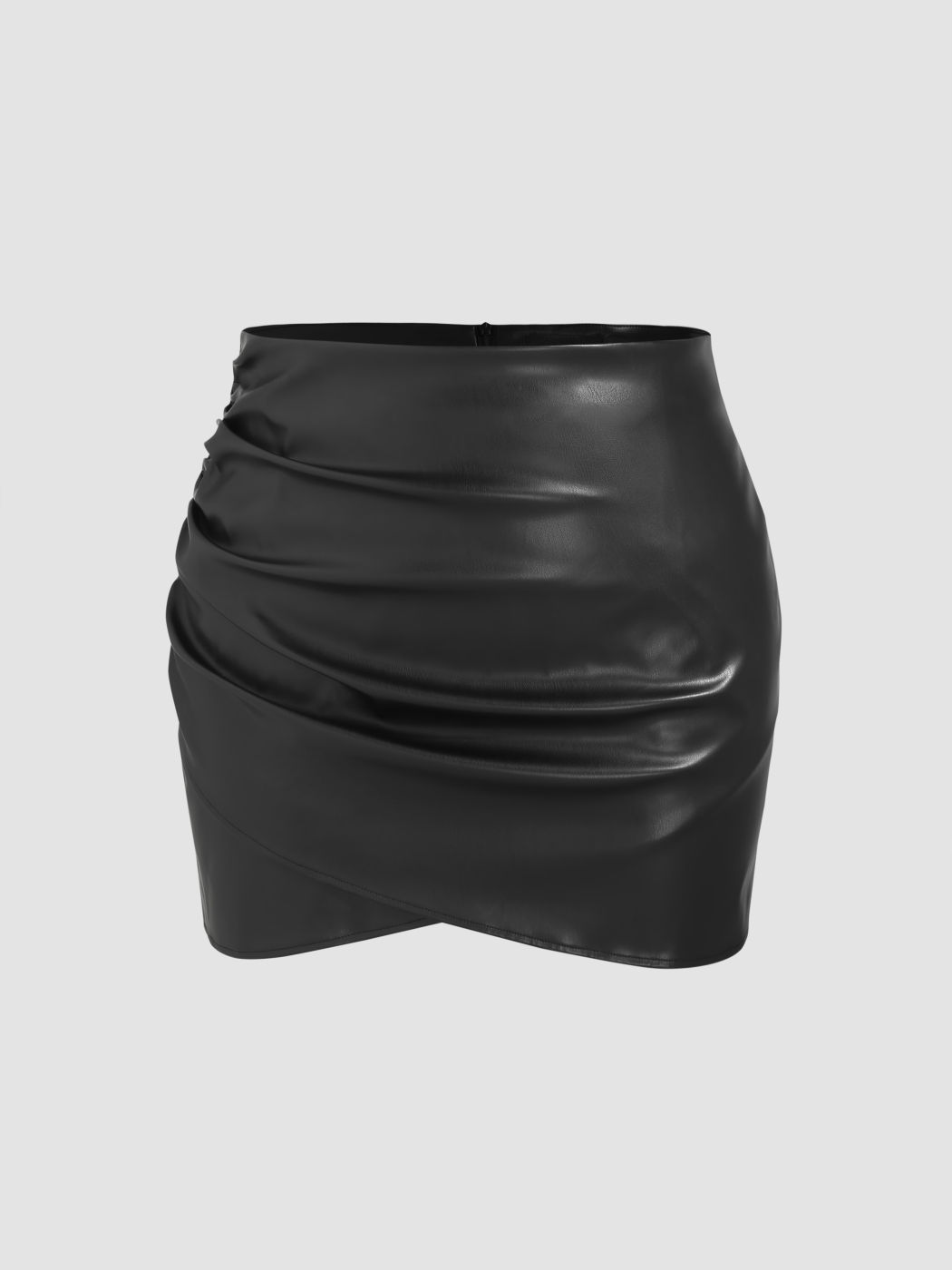 Kunstleder Rüschen Minirock Kurve & Plus