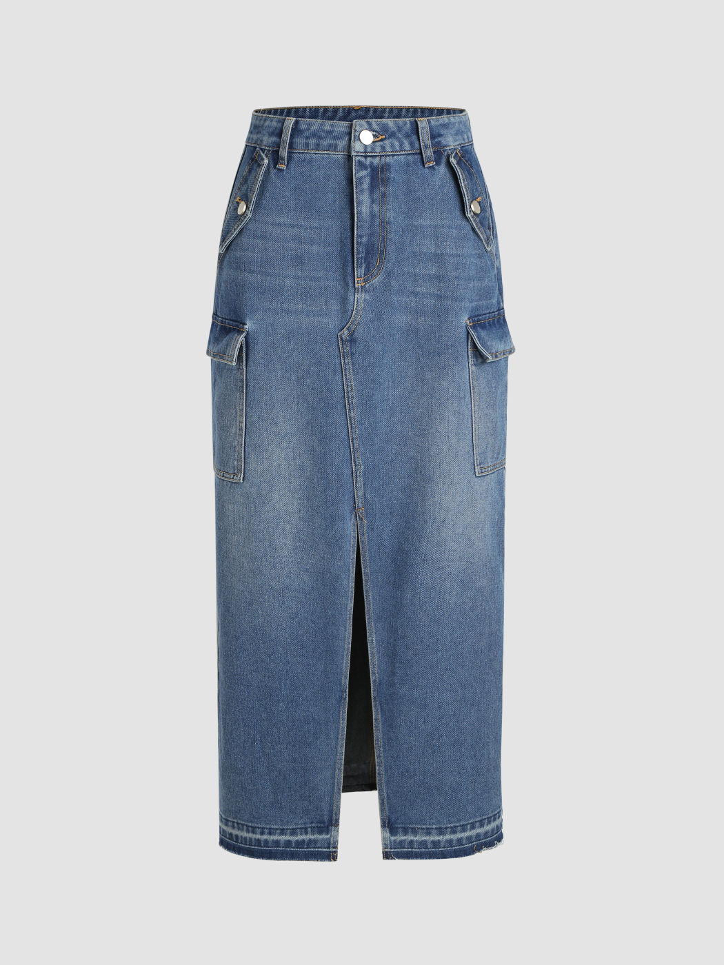  Jeans Hohe Taille Solid Knopfrock