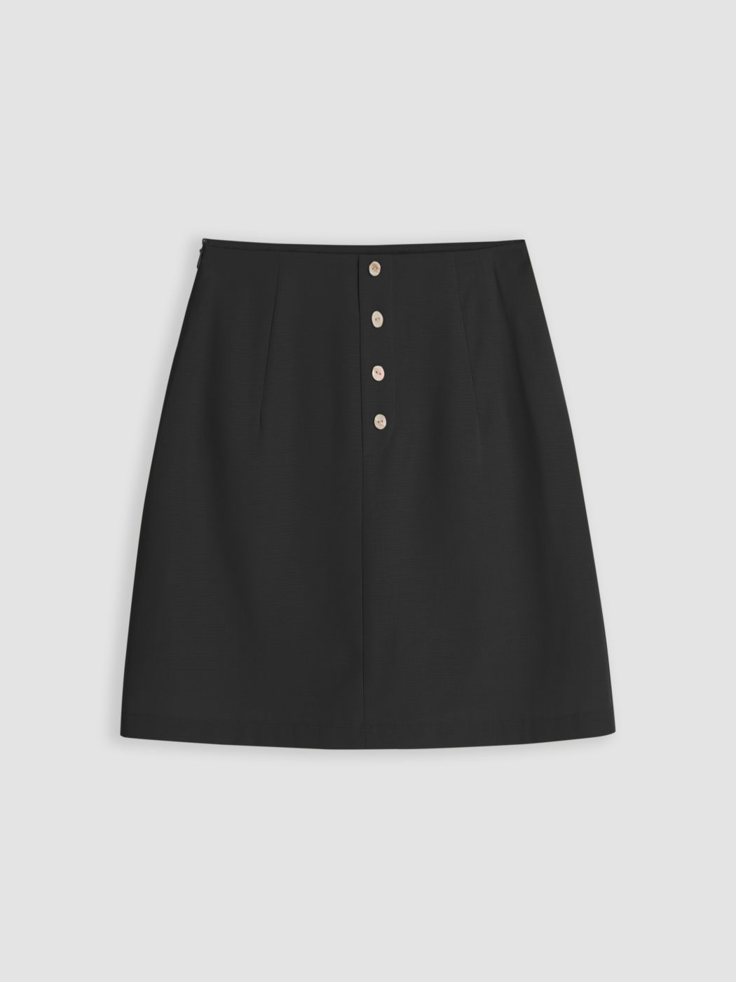 Mid Waist Solid Button Mini Skirt