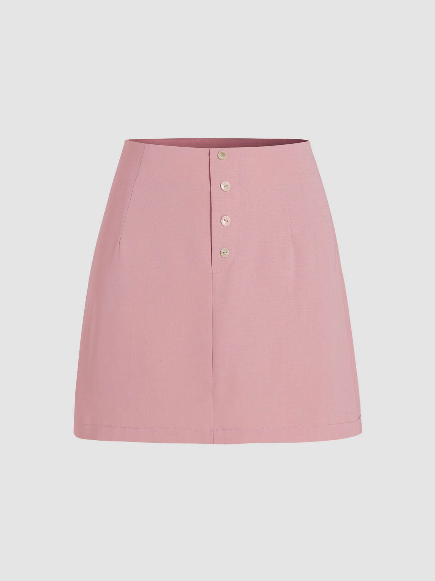 Mid Waist Solid Button Mini Skirt