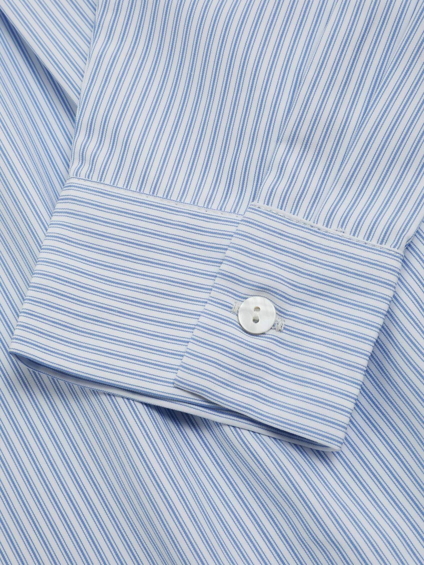 Stand Collar Striped Button Long Sleeve Blouse