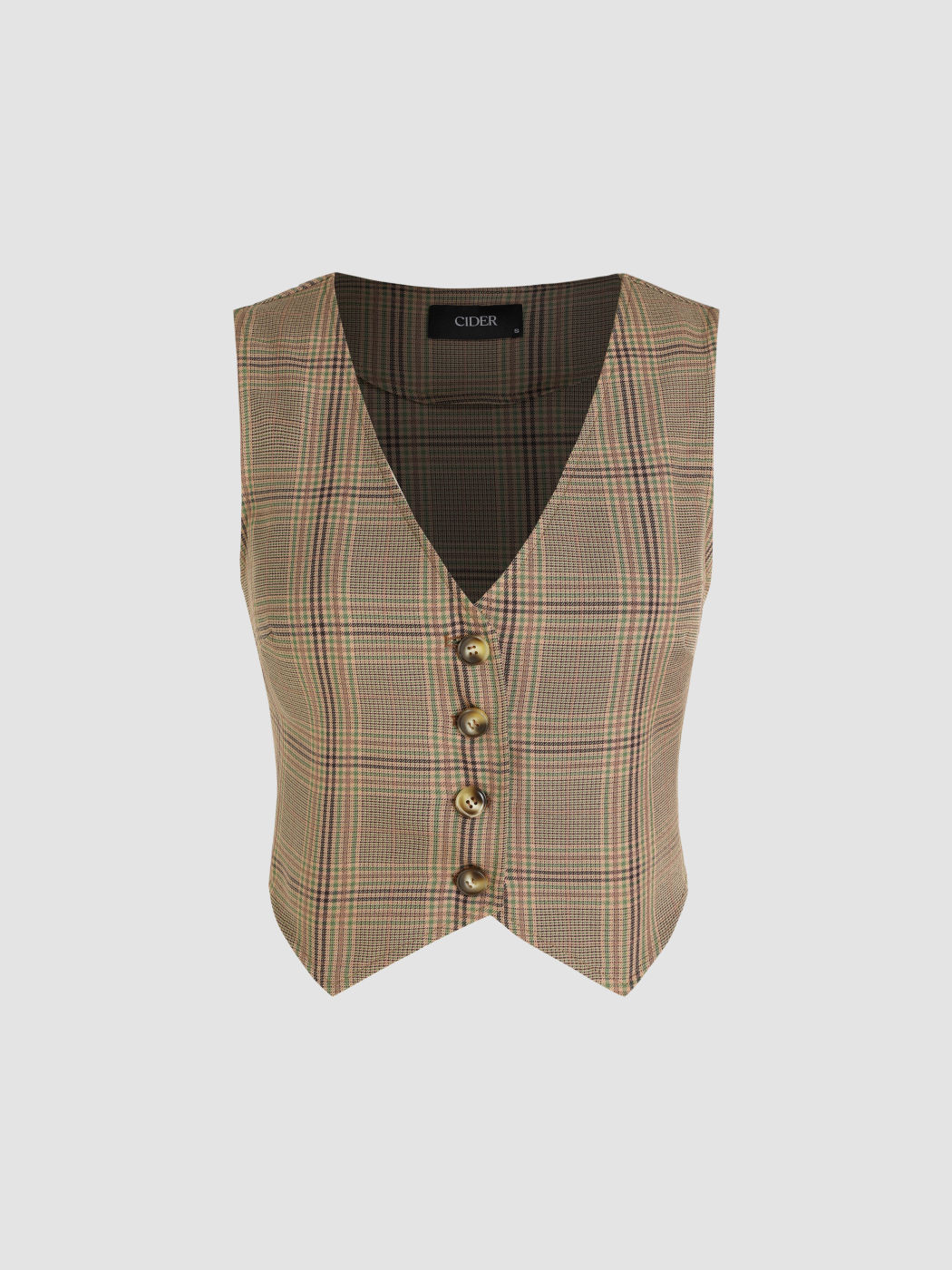  V-Ausschnitt Karo Blazer Weste